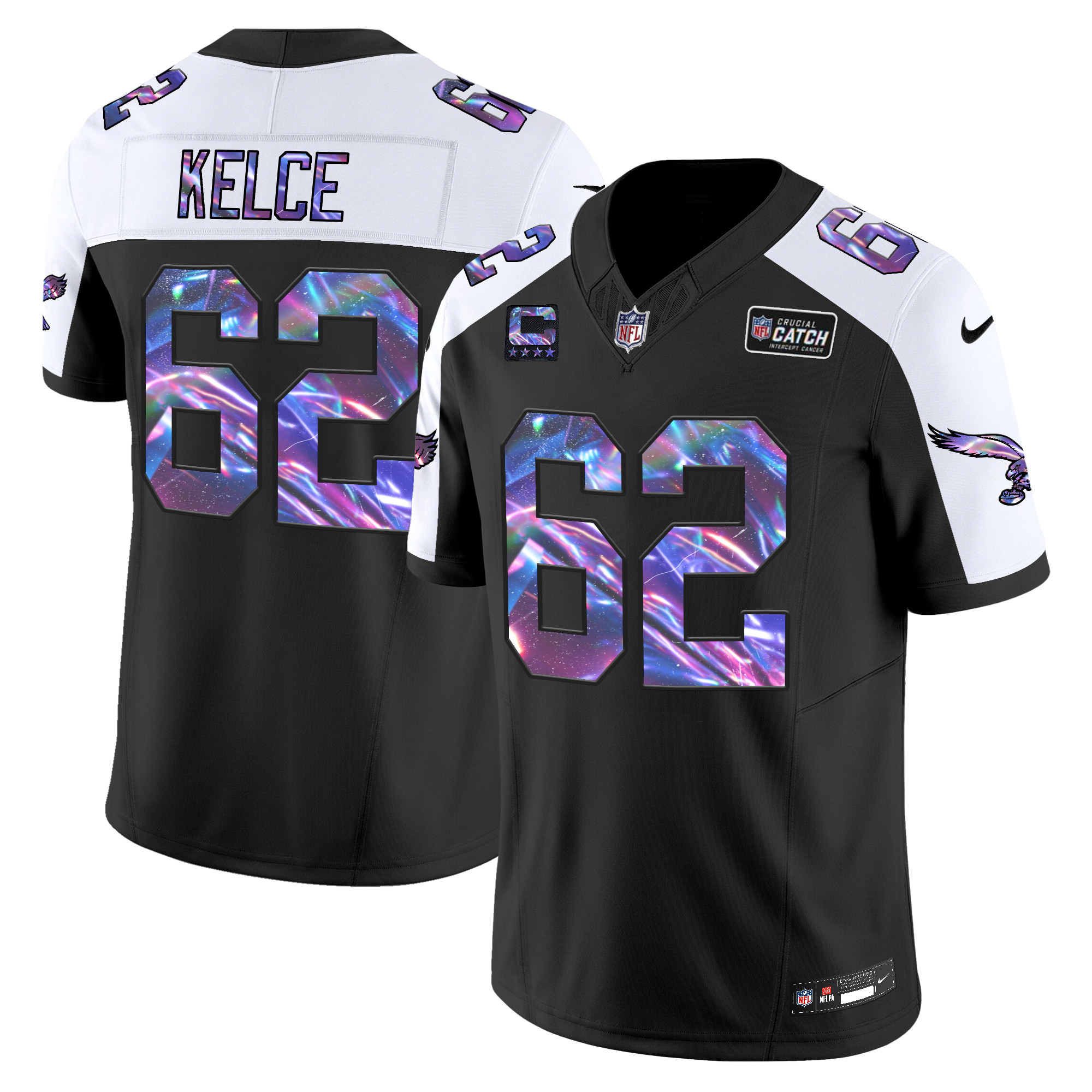 Men's Jason Kelce Philadelphia Eagles 2024 Crucial Catch Vapor Limited Black Alternate Jersey - All Stitched