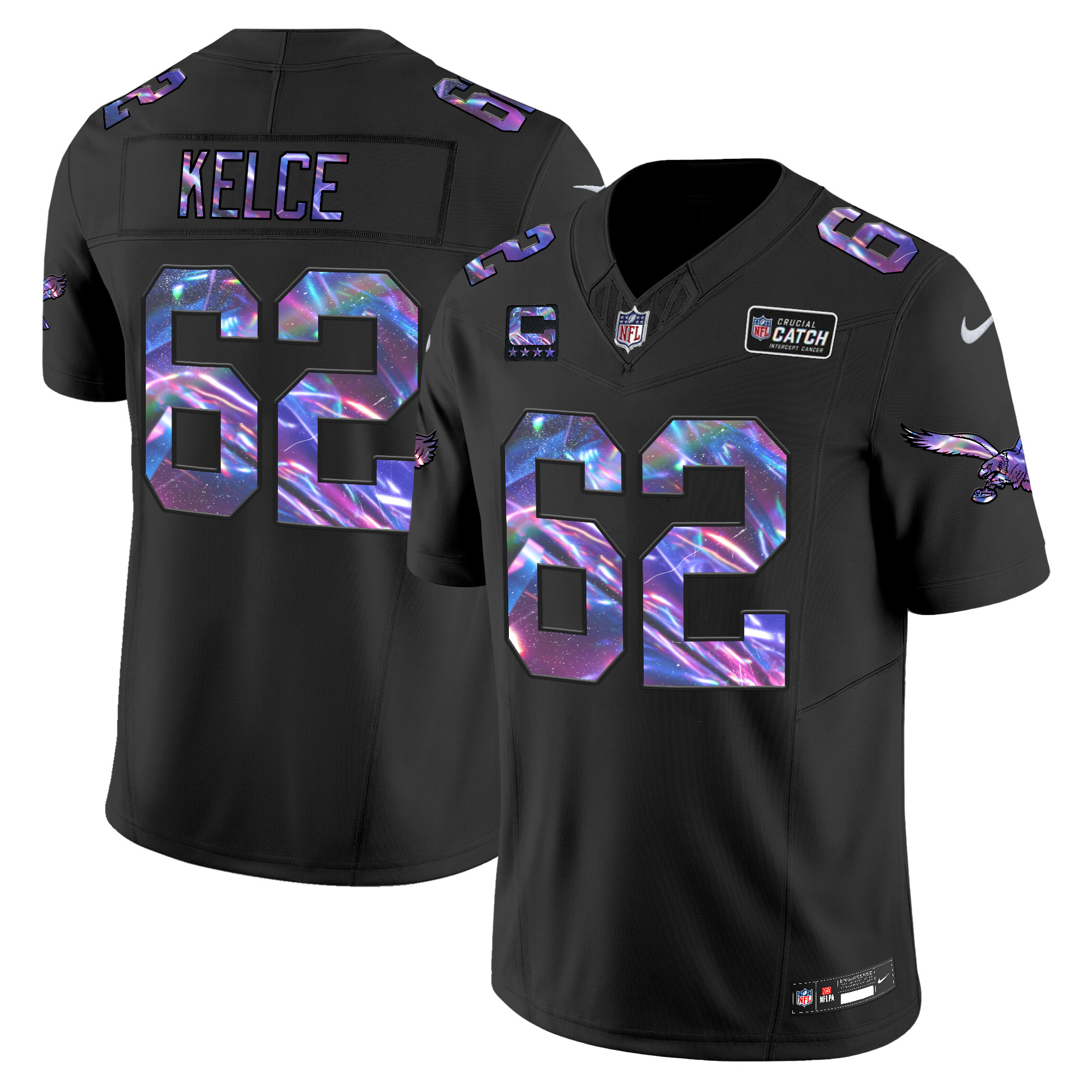 Men's Jason Kelce Philadelphia Eagles 2024 Crucial Catch Vapor Limited Black Jersey - All Stitched