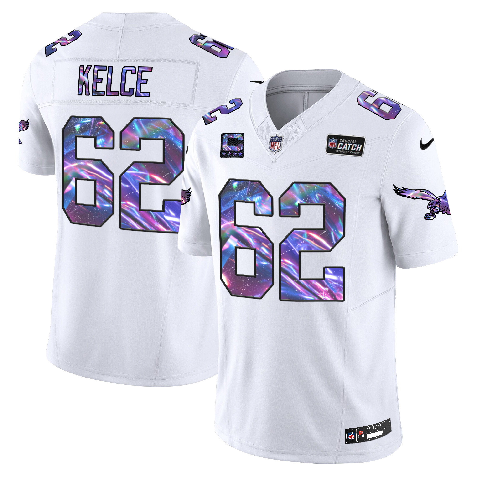 Men's Jason Kelce Philadelphia Eagles 2024 Crucial Catch Vapor Limited White Jersey - All Stitched