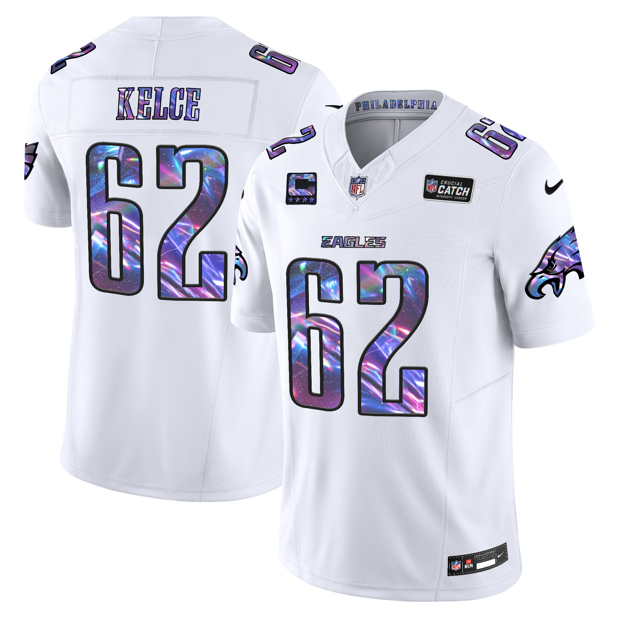 Men's Jason Kelce Philadelphia Eagles 2024 Crucial Catch Vapor Limited White Jersey - All Stitched