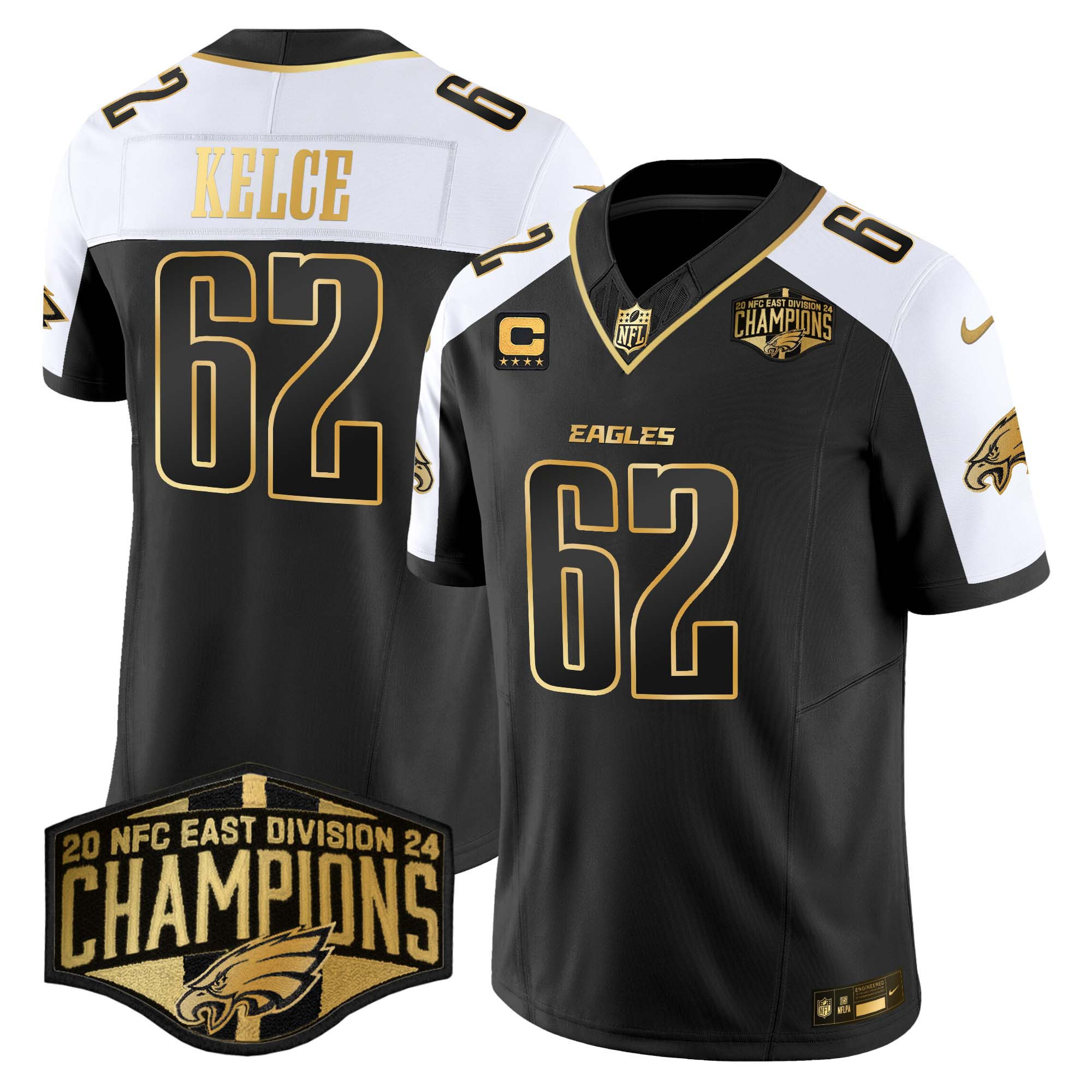 Men's Jason Kelce Philadelphia Eagles 2024 NFC East Division Champions Gold Vapor Limited Alternate Jersey - All Stitched