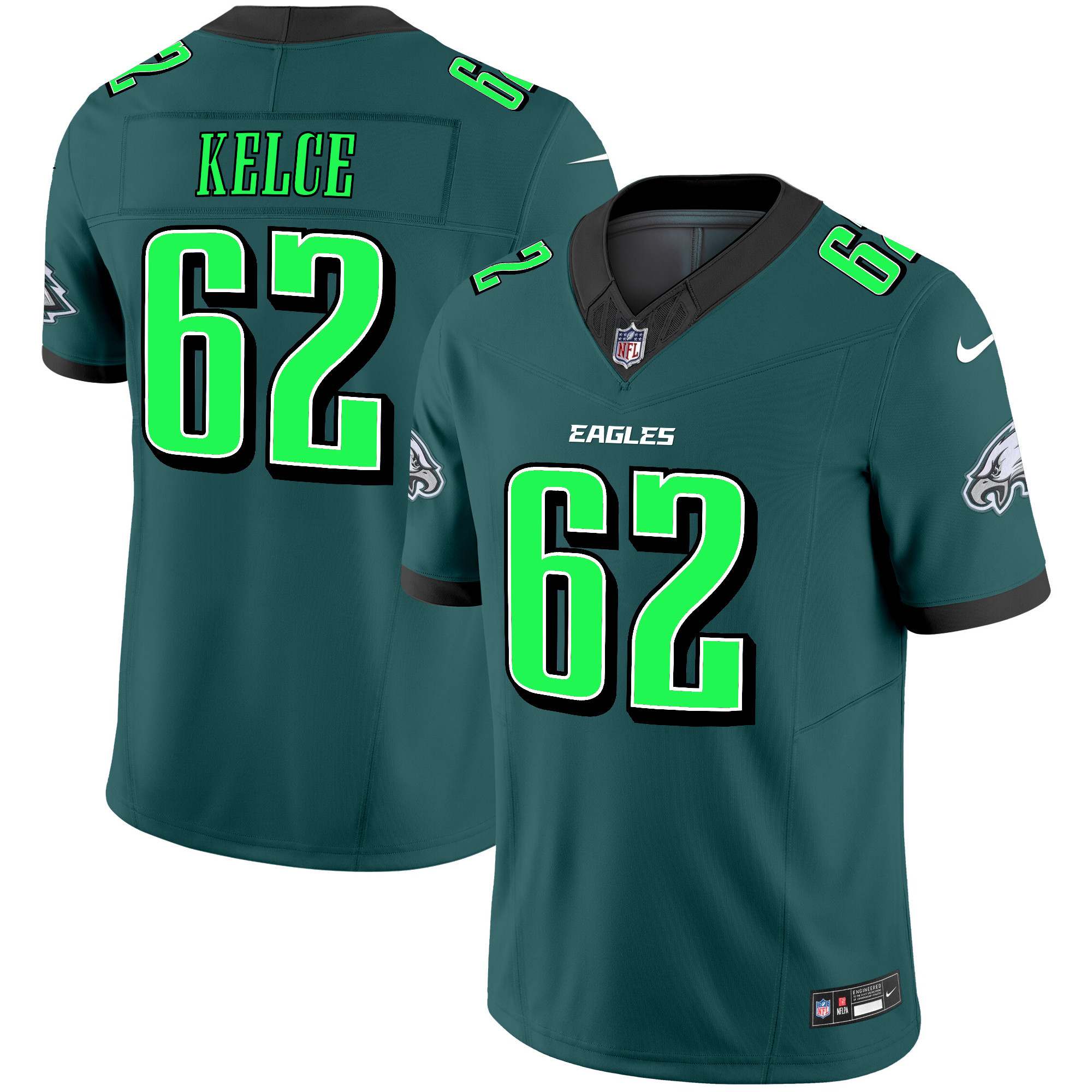 Men's Jason Kelce Philadelphia Eagles 2024 Practice Vapor Limited Midnight Green Jersey - All Stitched