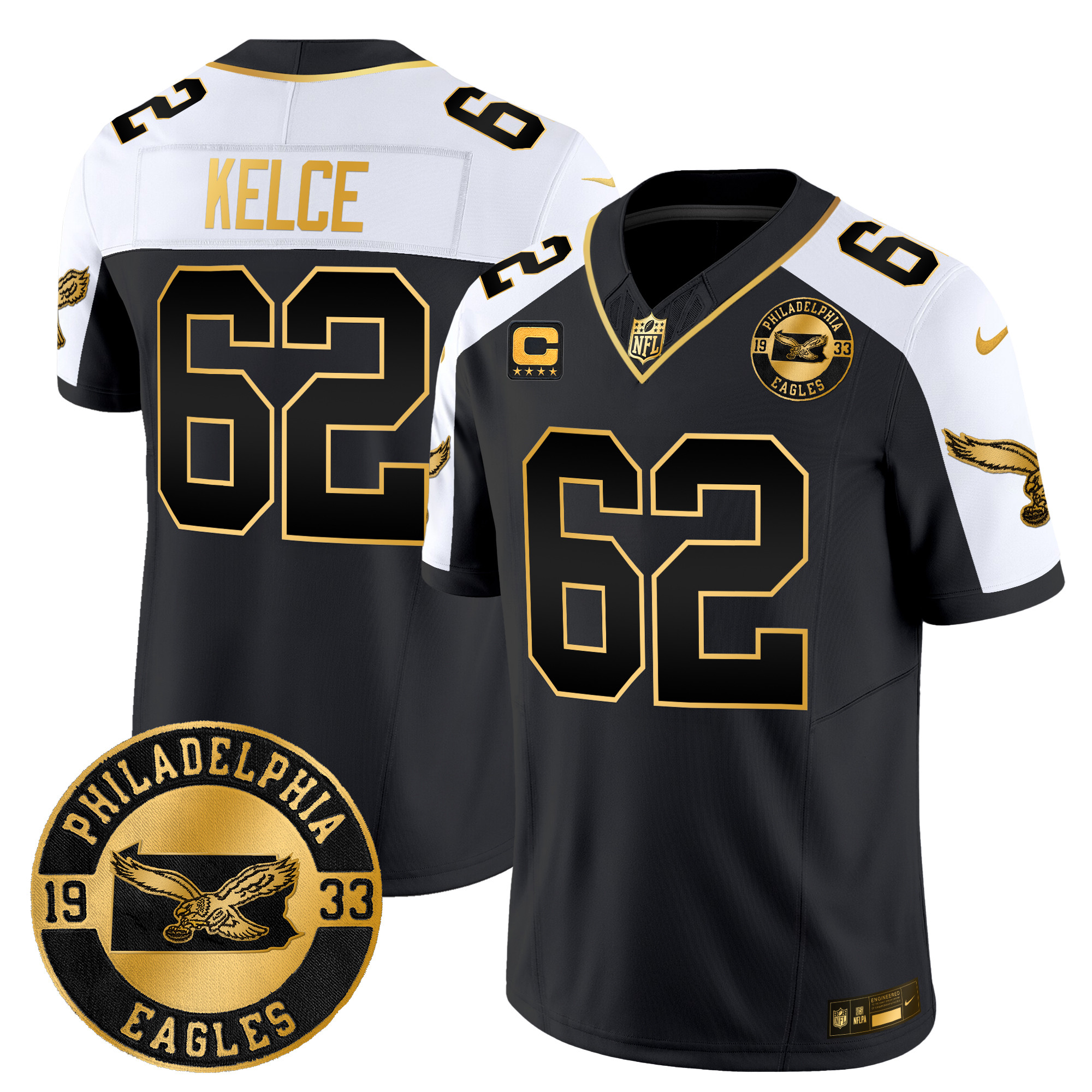 Men's Jason Kelce Philadelphia Eagles 2024 Throwback Gold Vapor Limited Alternate Jersey - All Stitched