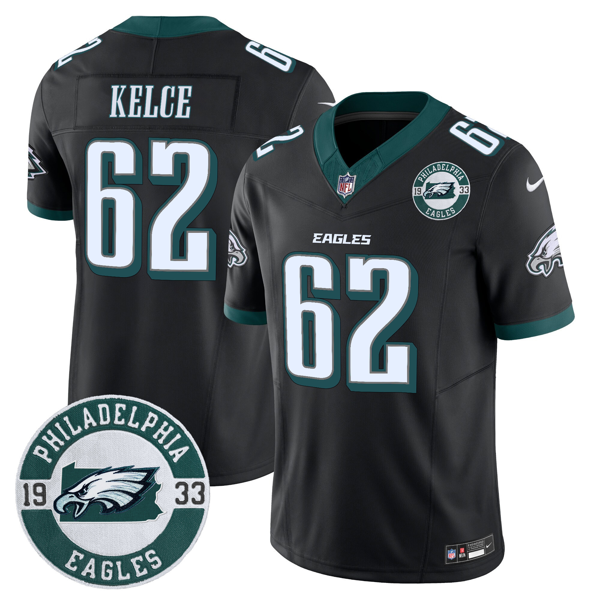 Men's Jason Kelce Philadelphia Eagles 2024 Vapor Limited Black Jersey - All Stitched