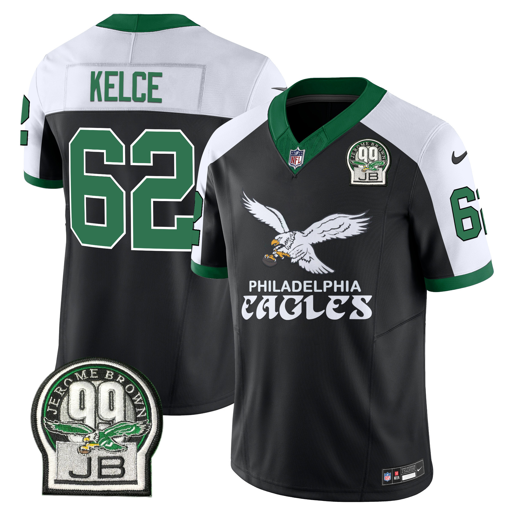Men's Jason Kelce Philadelphia Eagles Kelly Green Vapor Limited Black Alternate Jersey V5 - All Stitched
