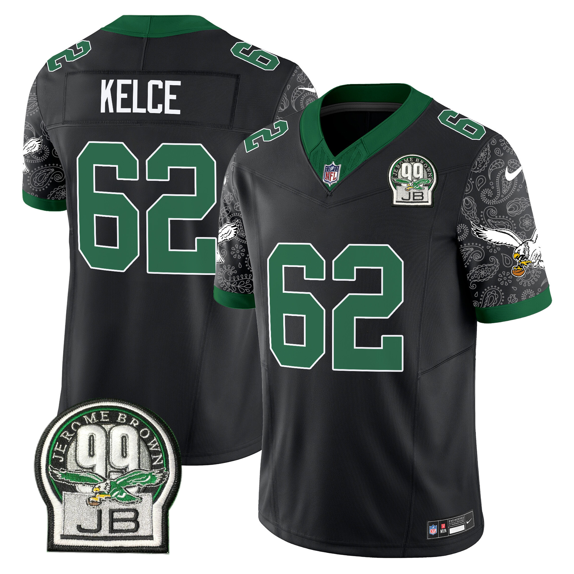 Men's Jason Kelce Philadelphia Eagles Kelly Green Vapor Limited Black Jersey V4 - All Stitched