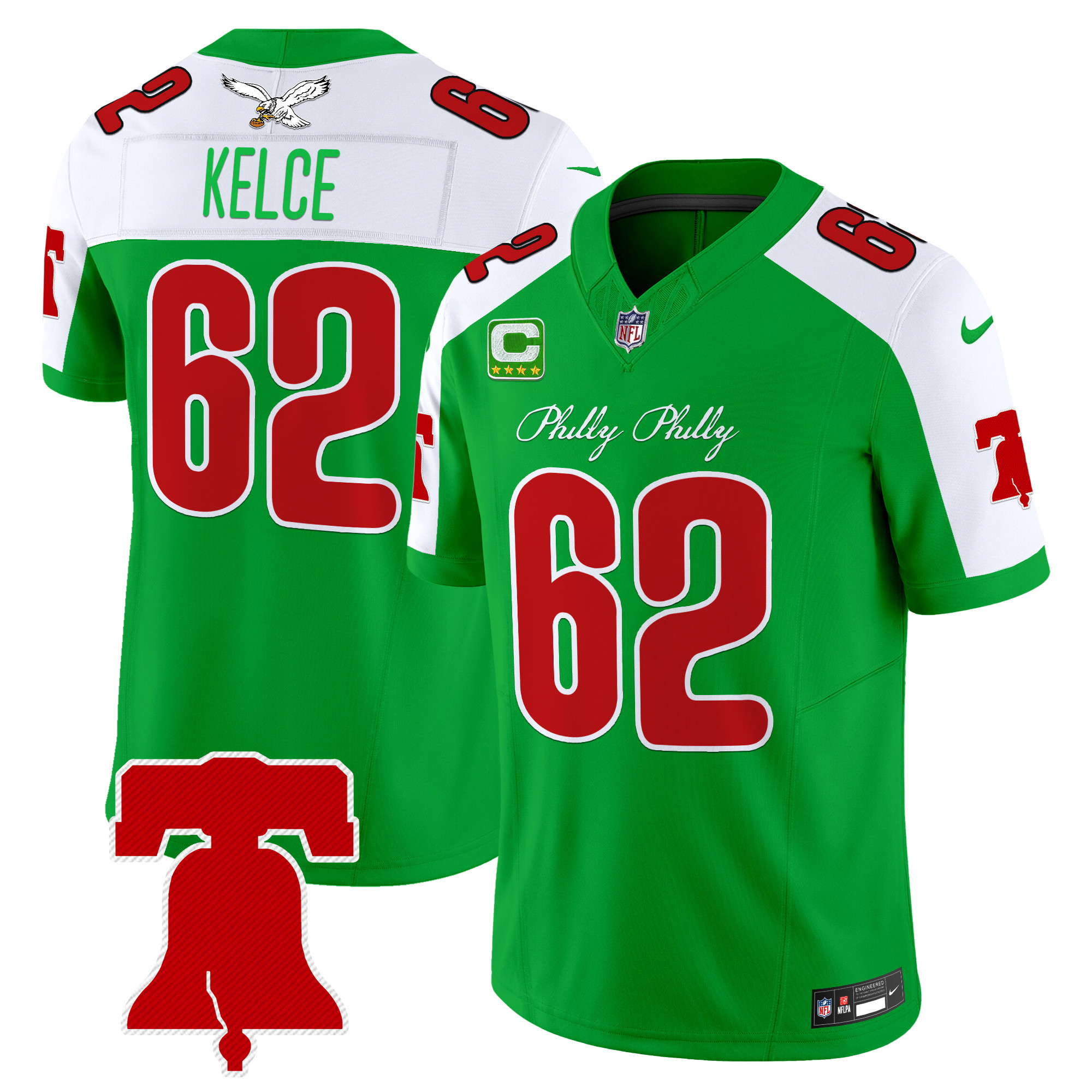 Men's Jason Kelce Philadelphia Eagles Philly Phanatic Style Vapor Limited Kelly Alternate Jersey - All Stitched