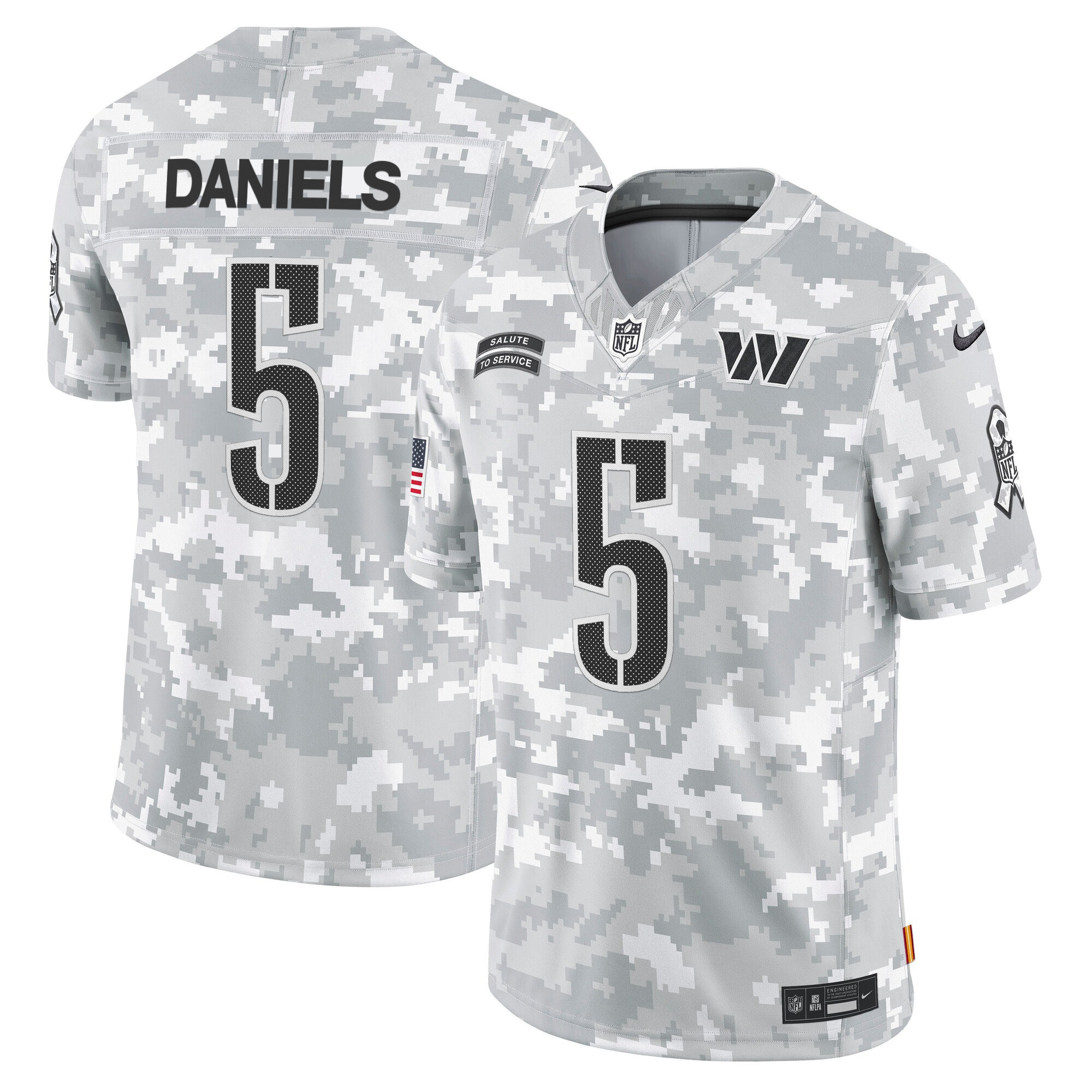 Men's Jayden Daniels Washington Commanders 2024 Salute to Service Vapor Limited Jersey - All Stitched