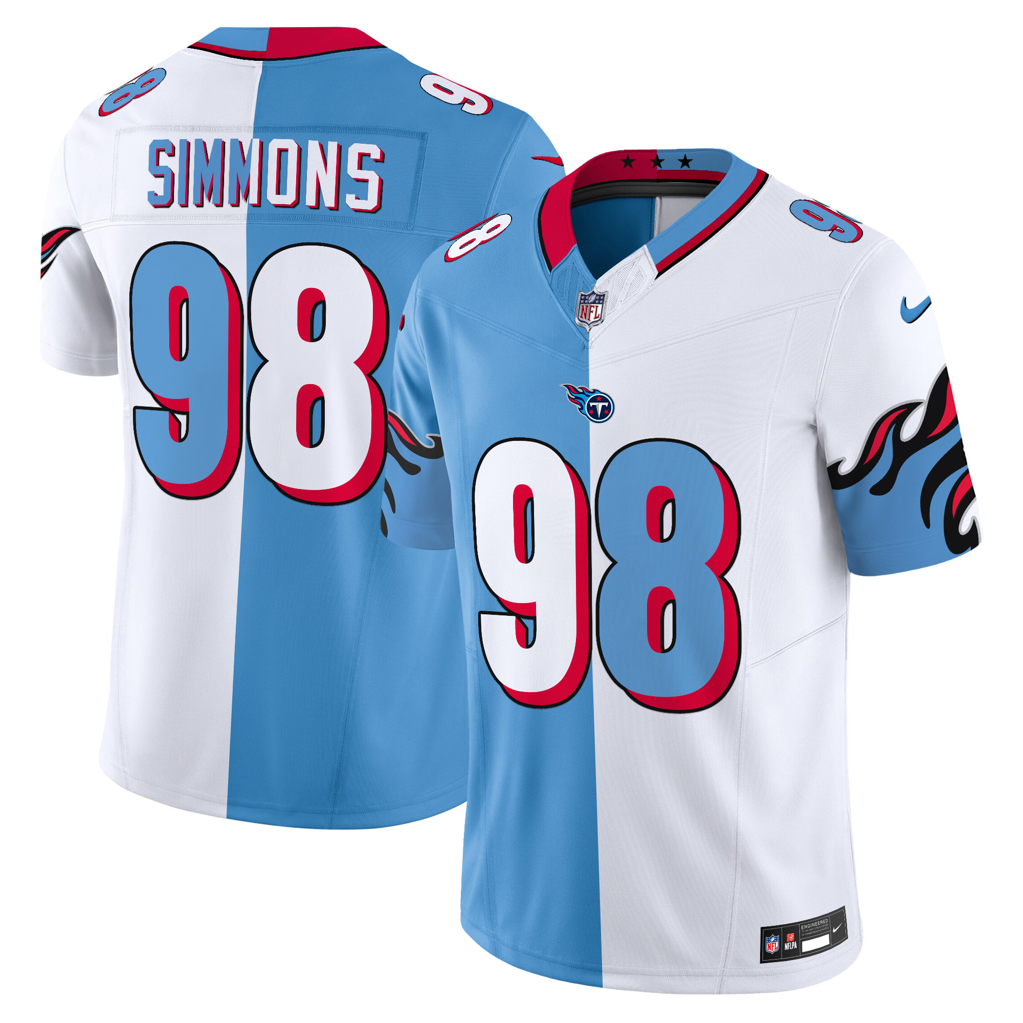 Men's Jeffery Simmons Tennessee Titans Special Vapor Limited Split Jersey - All Stitched
