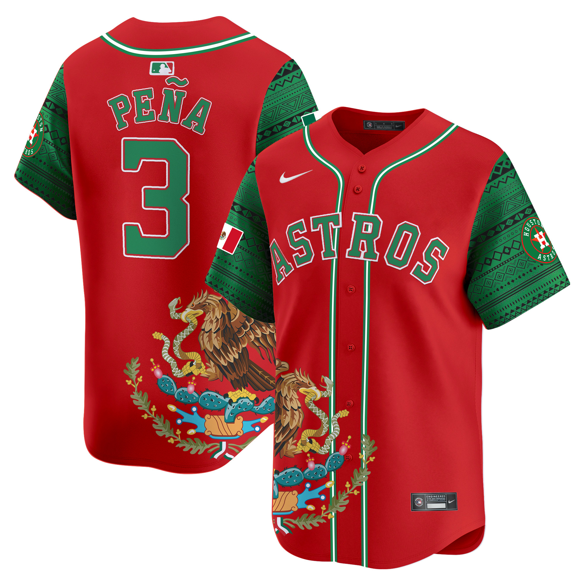 Men's Jeremy Pena Houston Astros Aztec Mexico Vapor Premier Limited Red Jersey - Printed