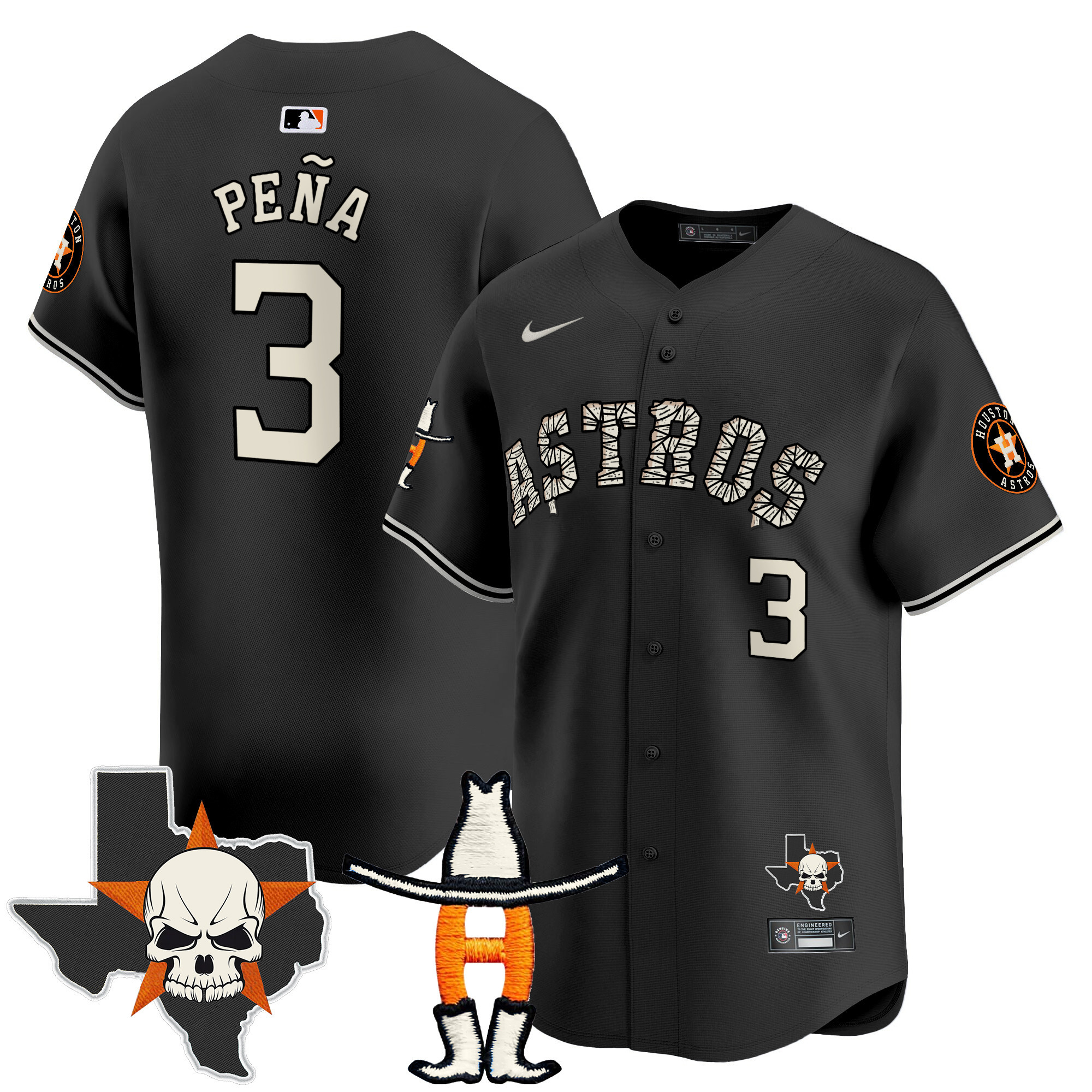 Men's Jeremy Pena Houston Astros Halloween Vapor Premier Limited Black Jersey - All Stitched