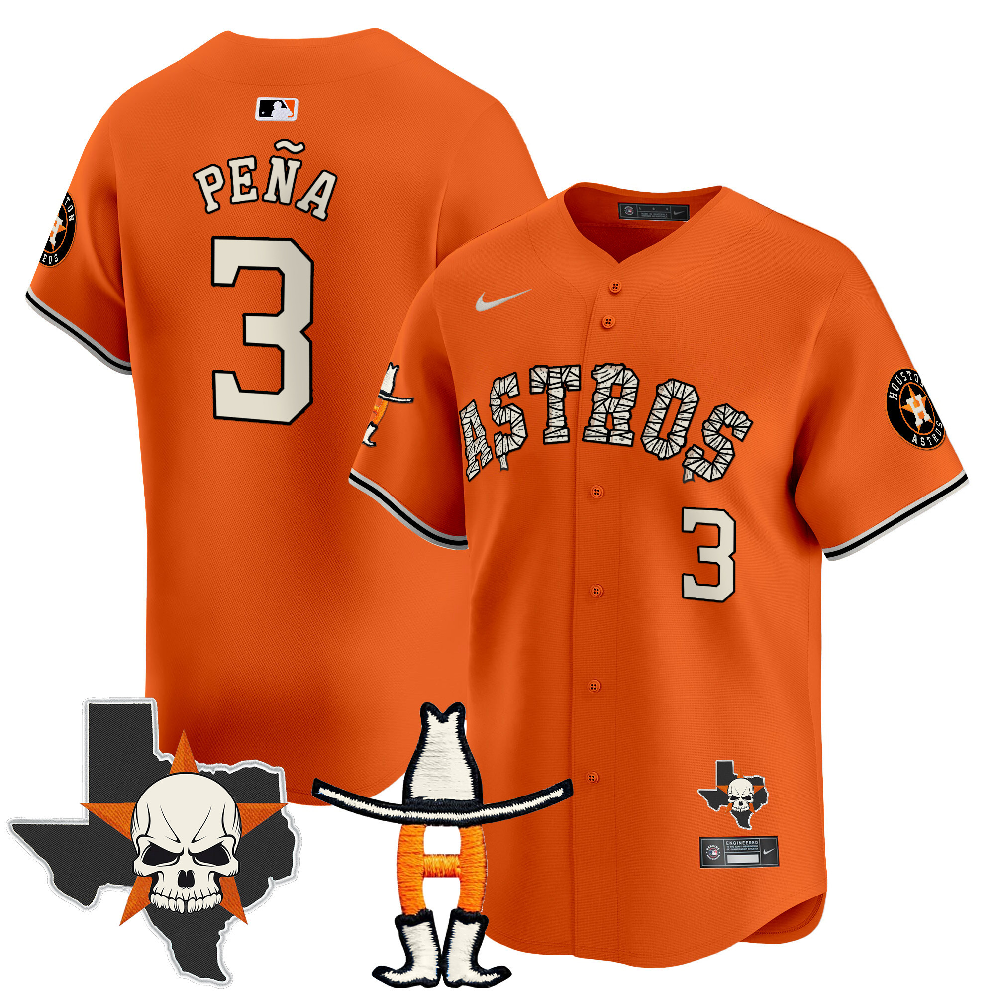 Men's Jeremy Pena Houston Astros Halloween Vapor Premier Limited Orange Jersey - All Stitched