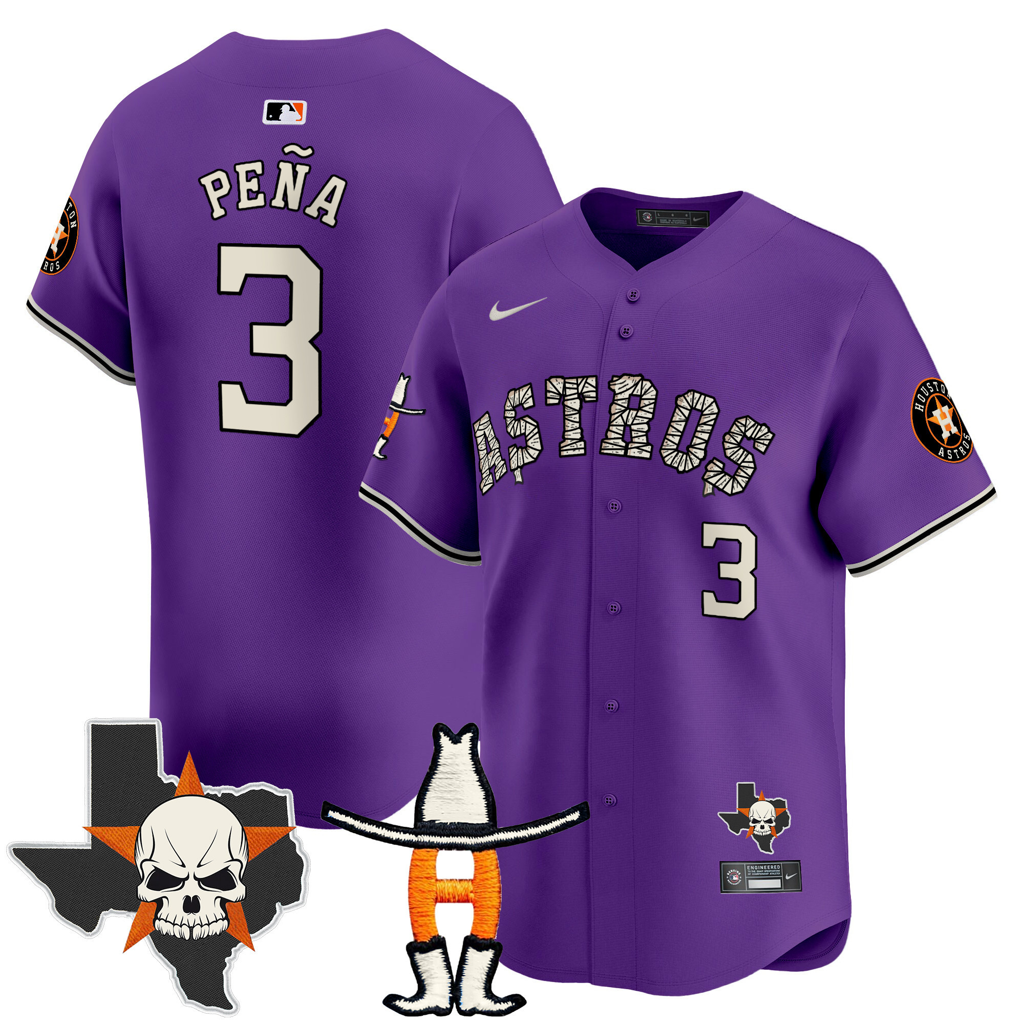 Men's Jeremy Pena Houston Astros Halloween Vapor Premier Limited Purple Jersey - All Stitched