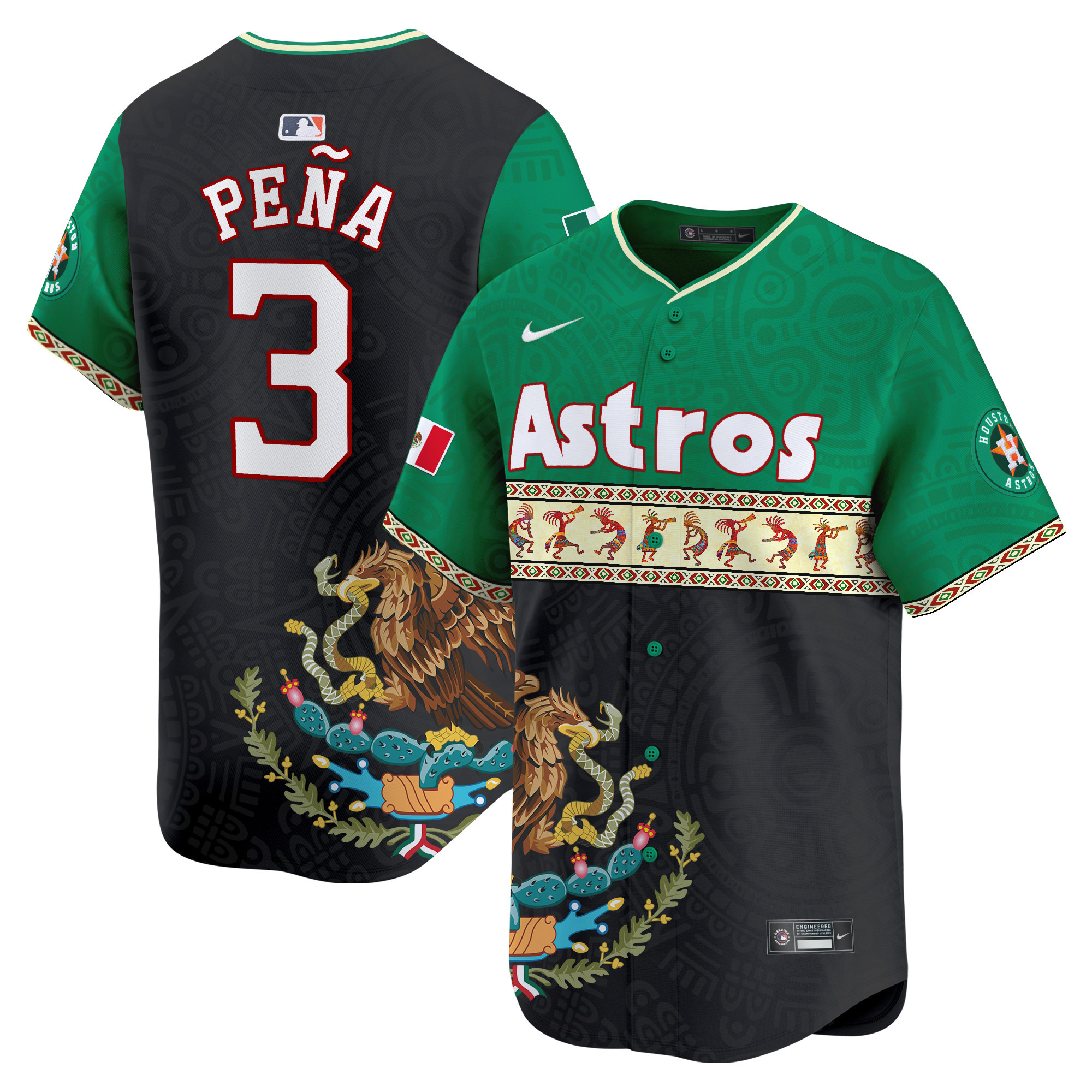 Men's Jeremy Pena Houston Astros Mexico Aztec Vapor Premier Limited Green Jersey - Printed