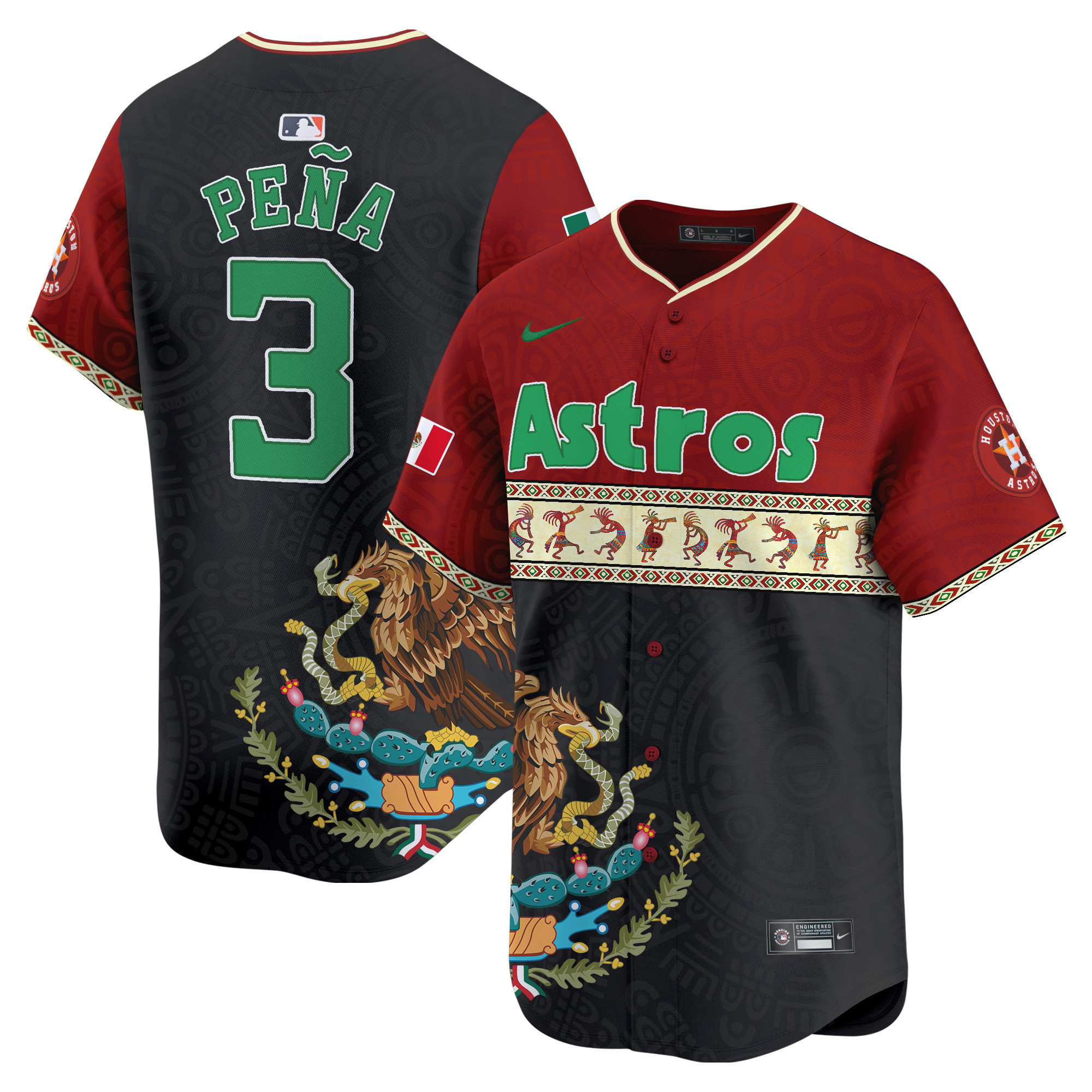 Men's Jeremy Pena Houston Astros Mexico Aztec Vapor Premier Limited Red Jersey - Printed