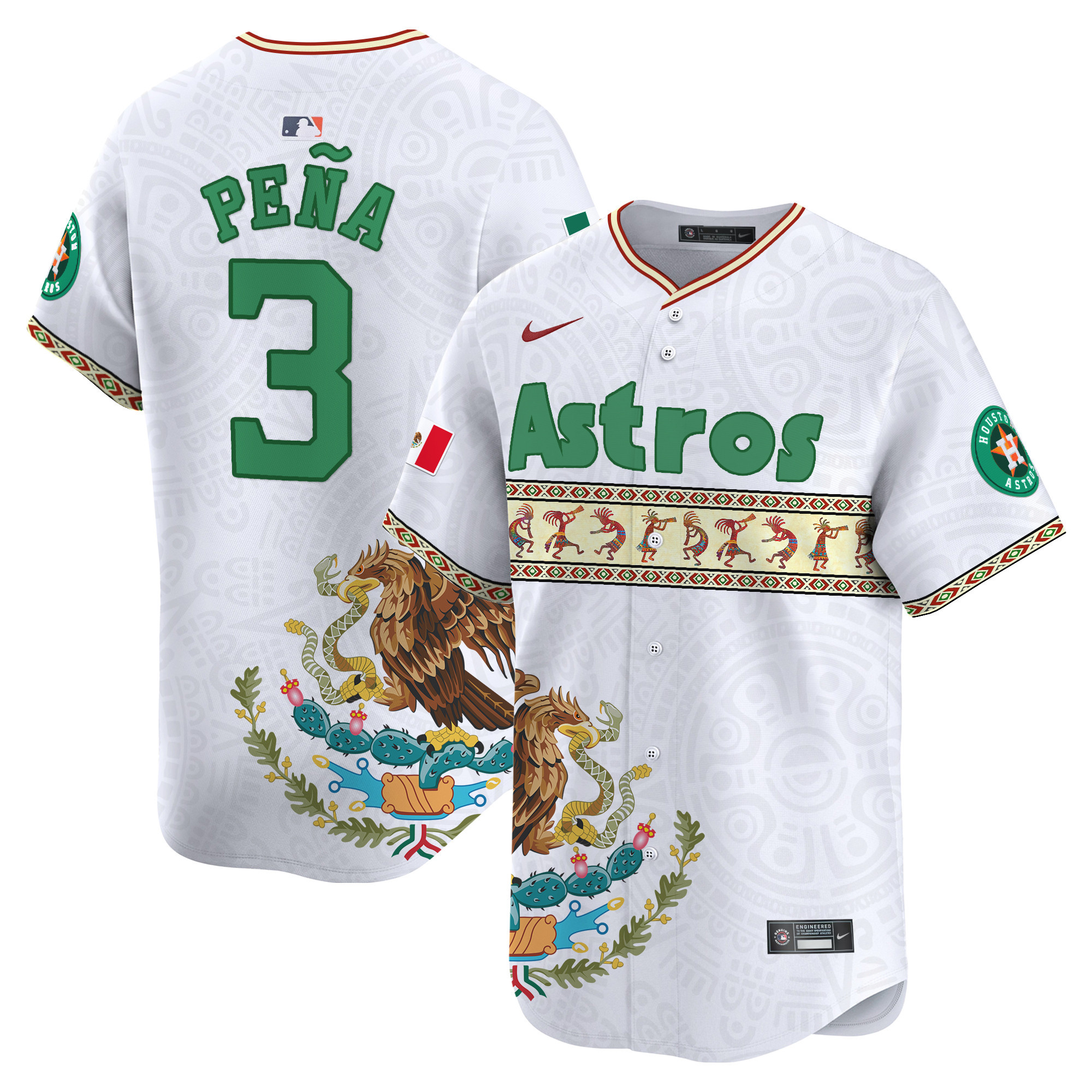 Men's Jeremy Pena Houston Astros Mexico Aztec Vapor Premier Limited White Jersey V2 - Printed