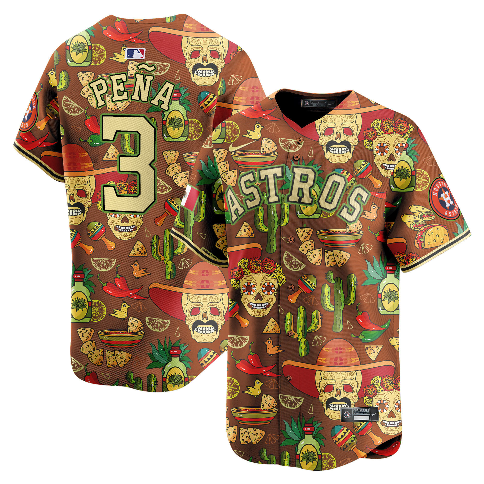 Men's Jeremy Pena Houston Astros Mexico Cinco De Mayo Vapor Premier Limited Brown Jersey - Printed