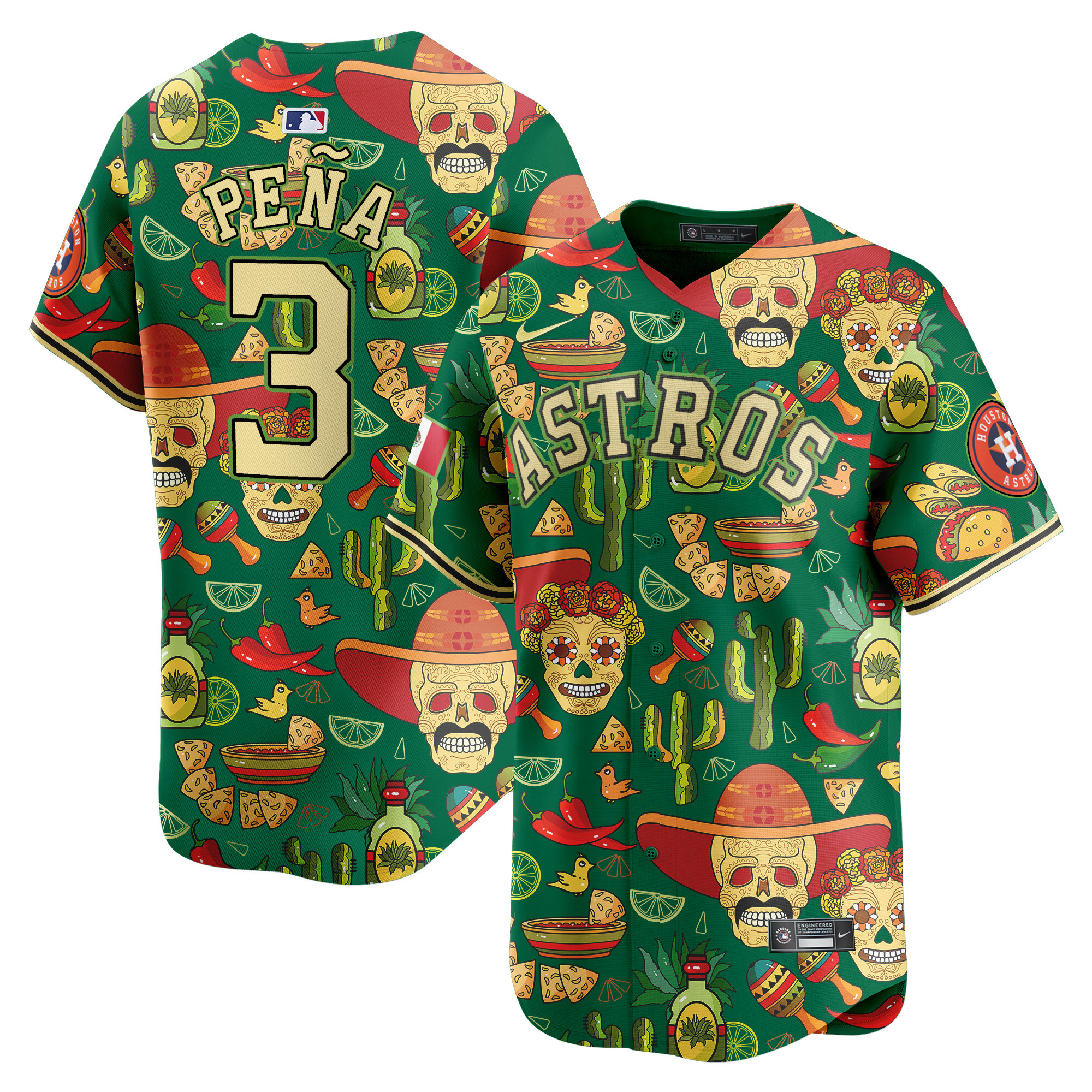 Men's Jeremy Pena Houston Astros Mexico Cinco De Mayo Vapor Premier Limited Green Jersey - Printed