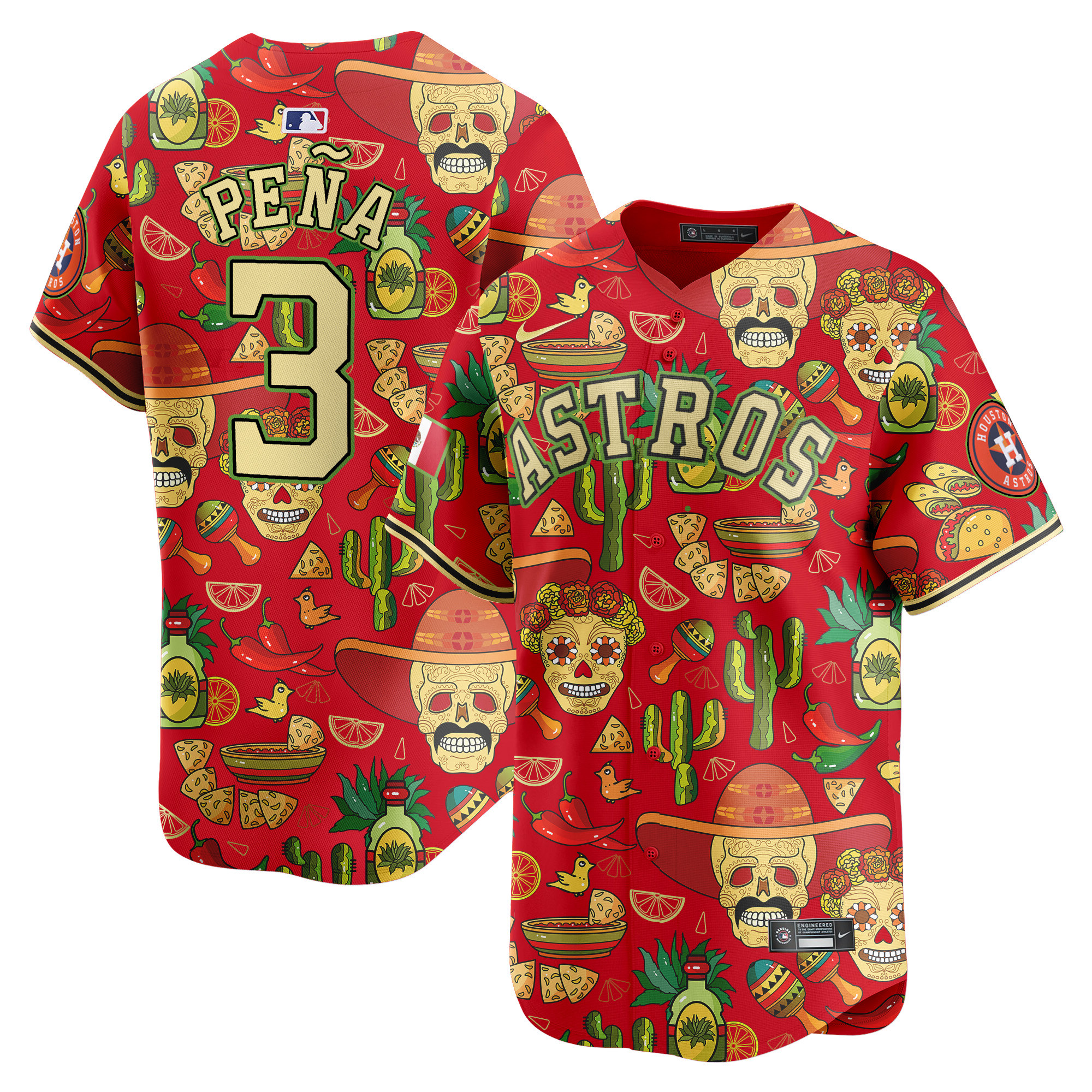 Men's Jeremy Pena Houston Astros Mexico Cinco De Mayo Vapor Premier Limited Red Jersey - Printed
