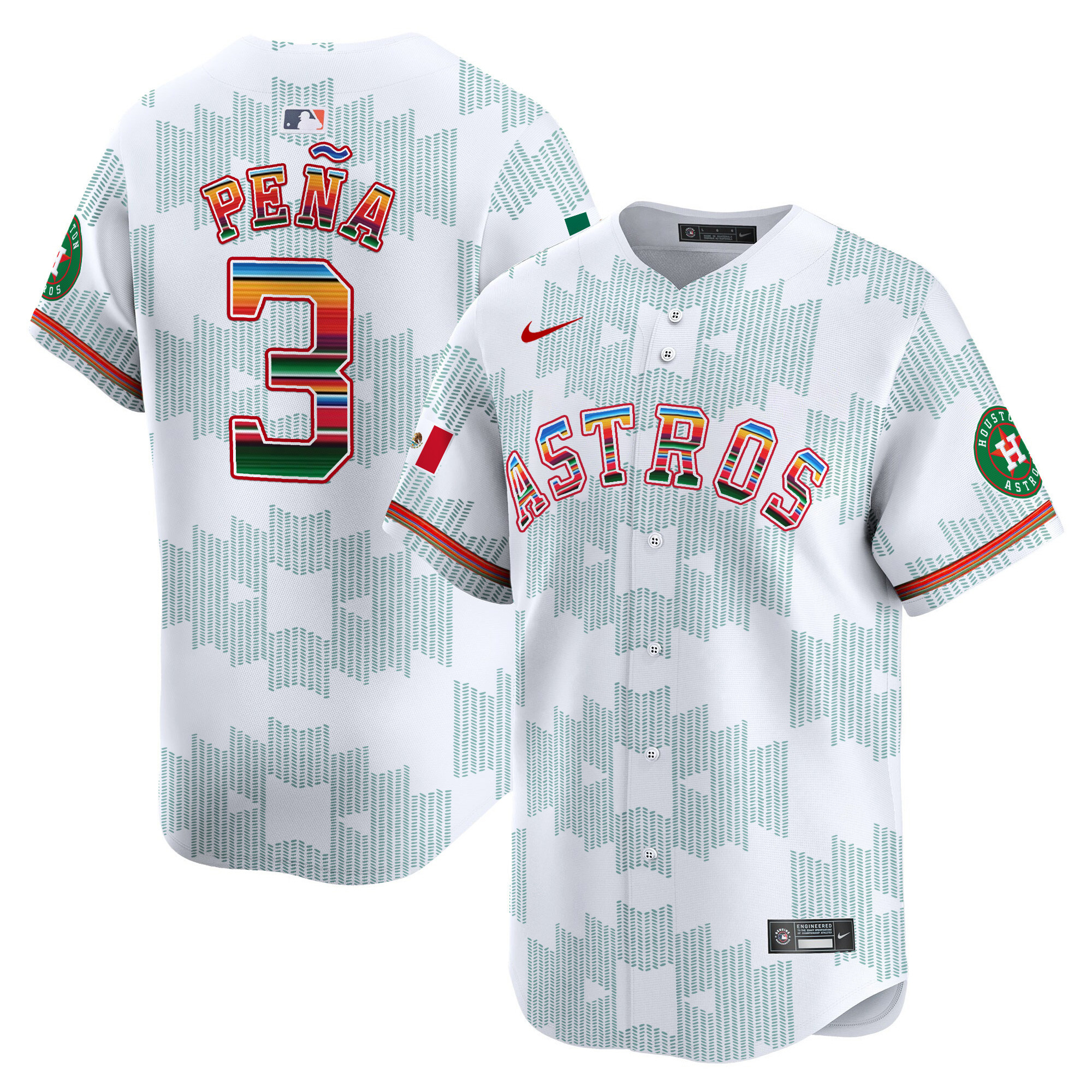 Men's Jeremy Pena Houston Astros Mexico Serape Style Vapor Premier Limited White Jersey V2- Printed
