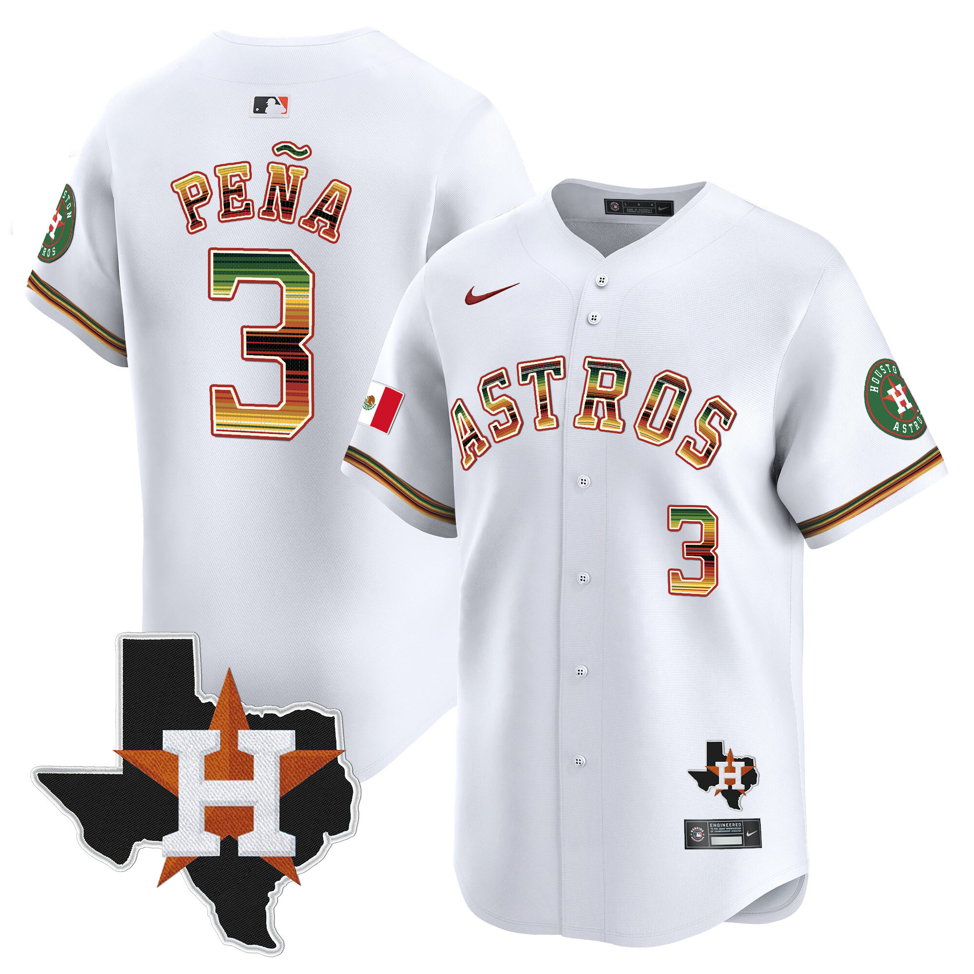 Men's Jeremy Pena Houston Astros Mexico Traditional Style Vapor Premier Limited White Jersey - All Stitched