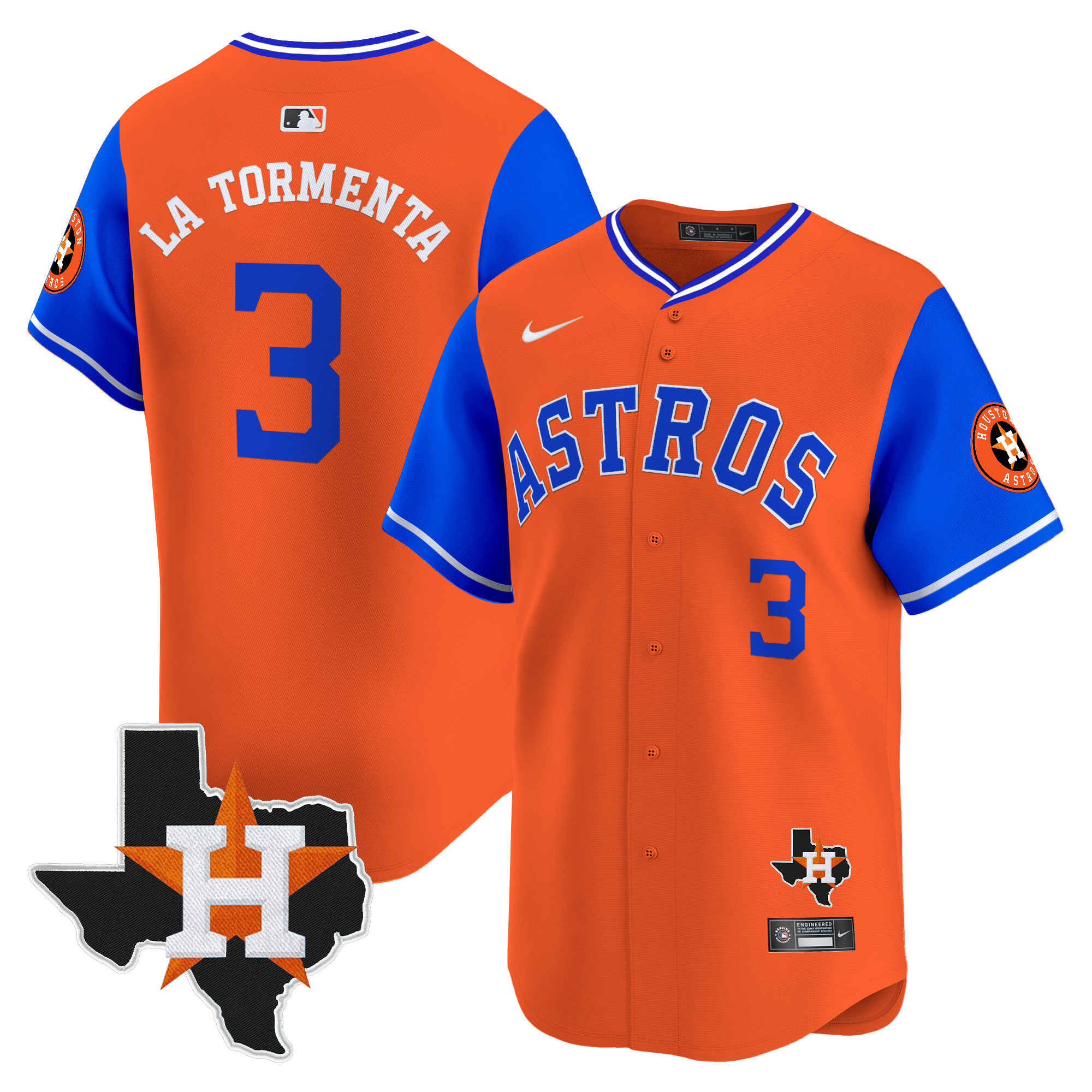 Men's Jeremy Pena Houston Astros Nicknames Vapor Premier Limited Royal Orange Jersey - All Stitched