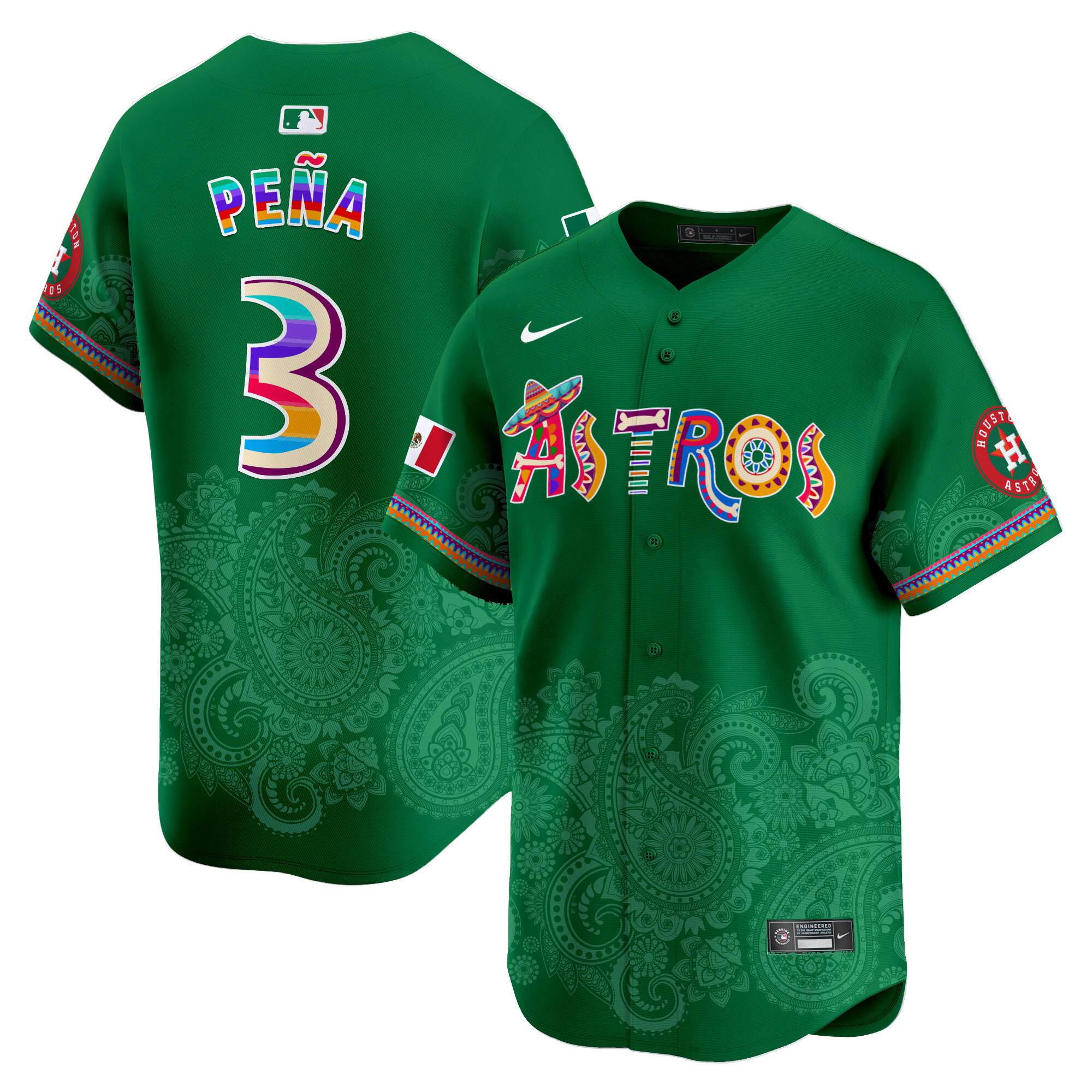 Men's Jeremy Pena Houston Astros Paisley Mexico Vapor Premier Limited Green Jersey - Printed