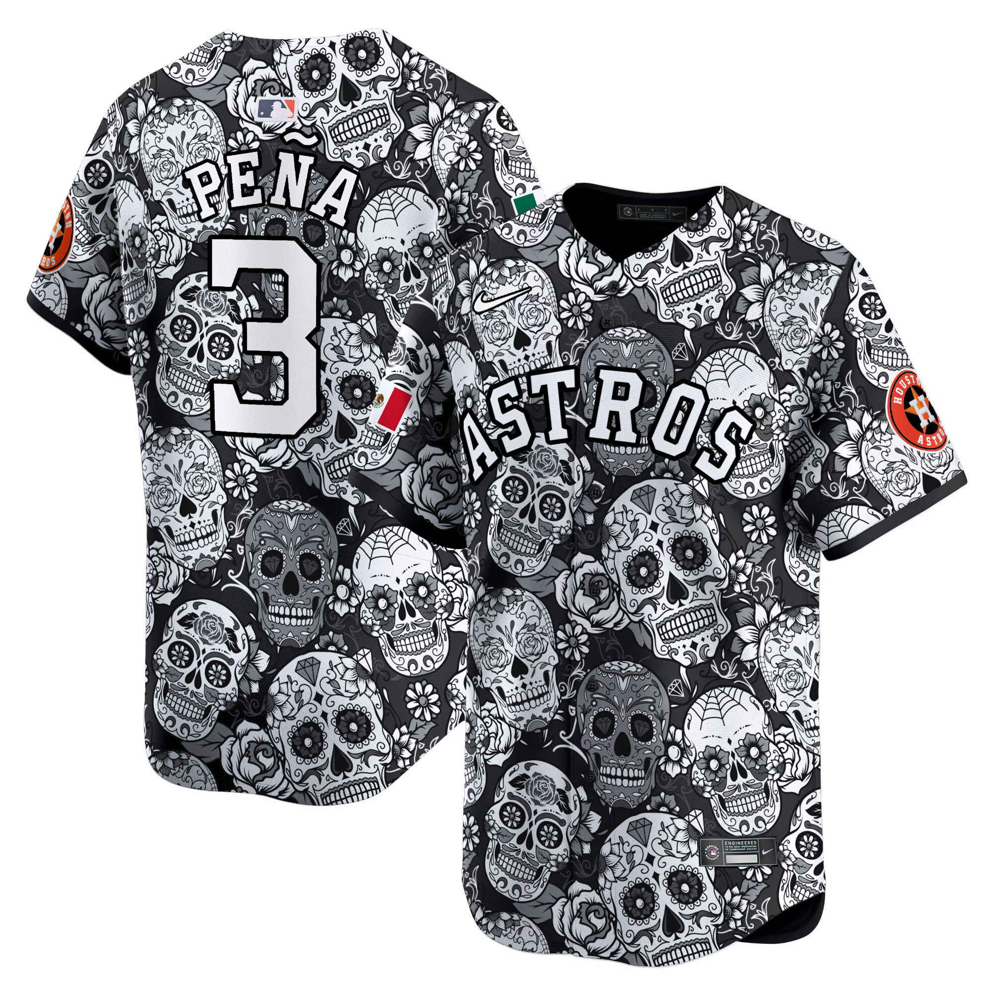 Men's Jeremy Pena Houston Astros Sugar Skull Mexico Vapor Premier Limited White Jersey - Printed