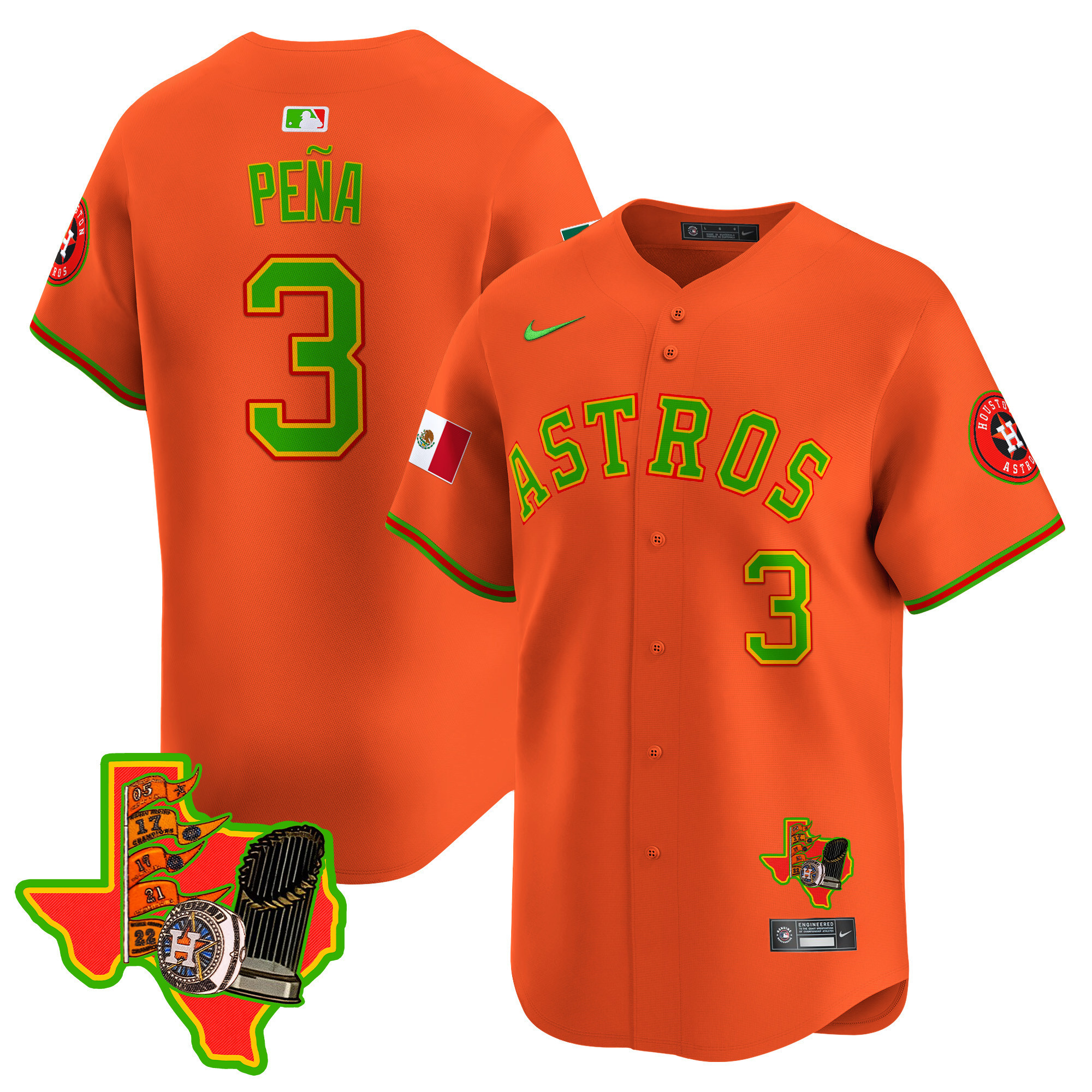 Men's Jeremy Pena Houston Astros The Loteria Vapor Premier Limited Orange Jersey - All Stitched