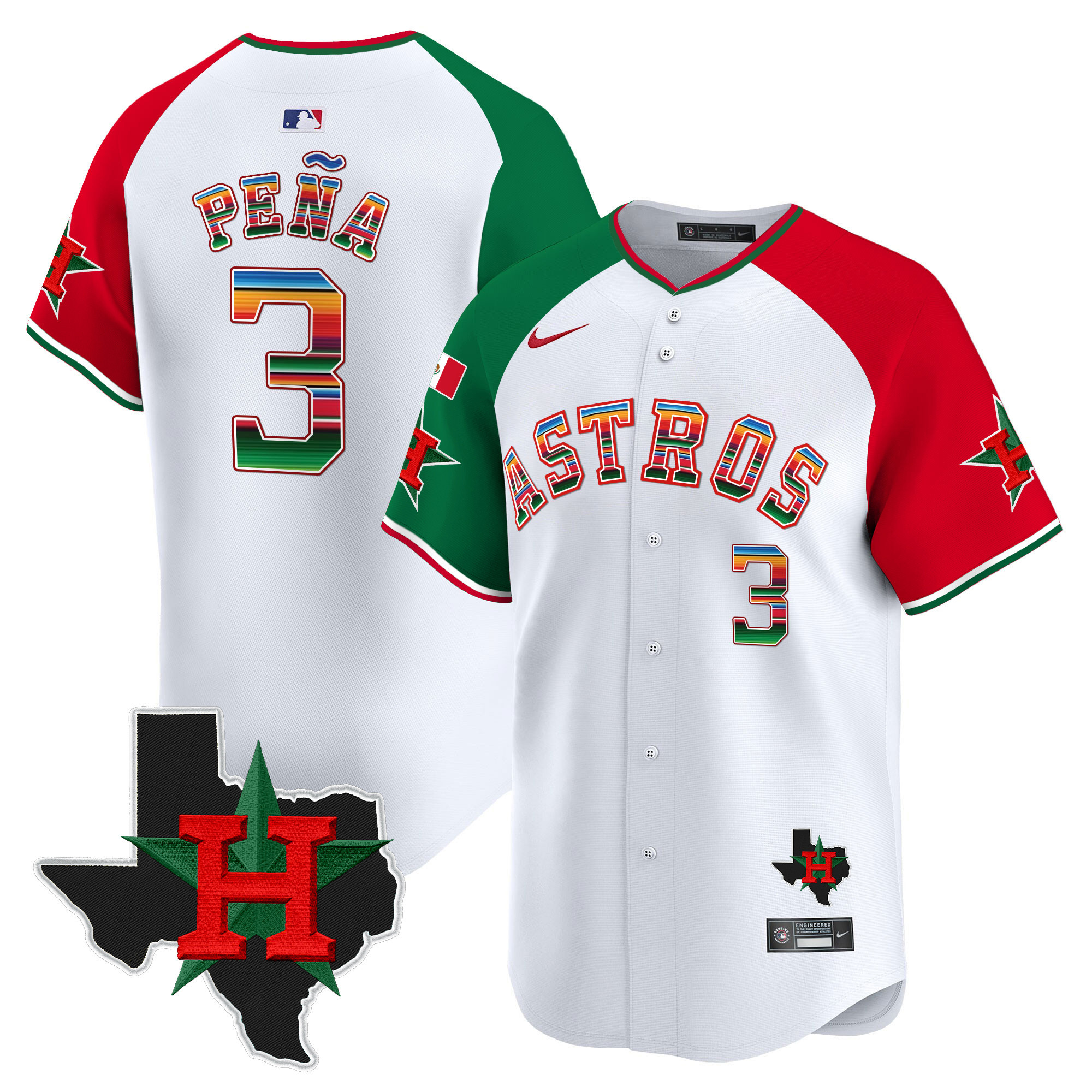 Men's Jeremy Pena Mexico Texas Patch Vapor Premier Limited Alternate Houston Astros Jersey V2 - All Stitched