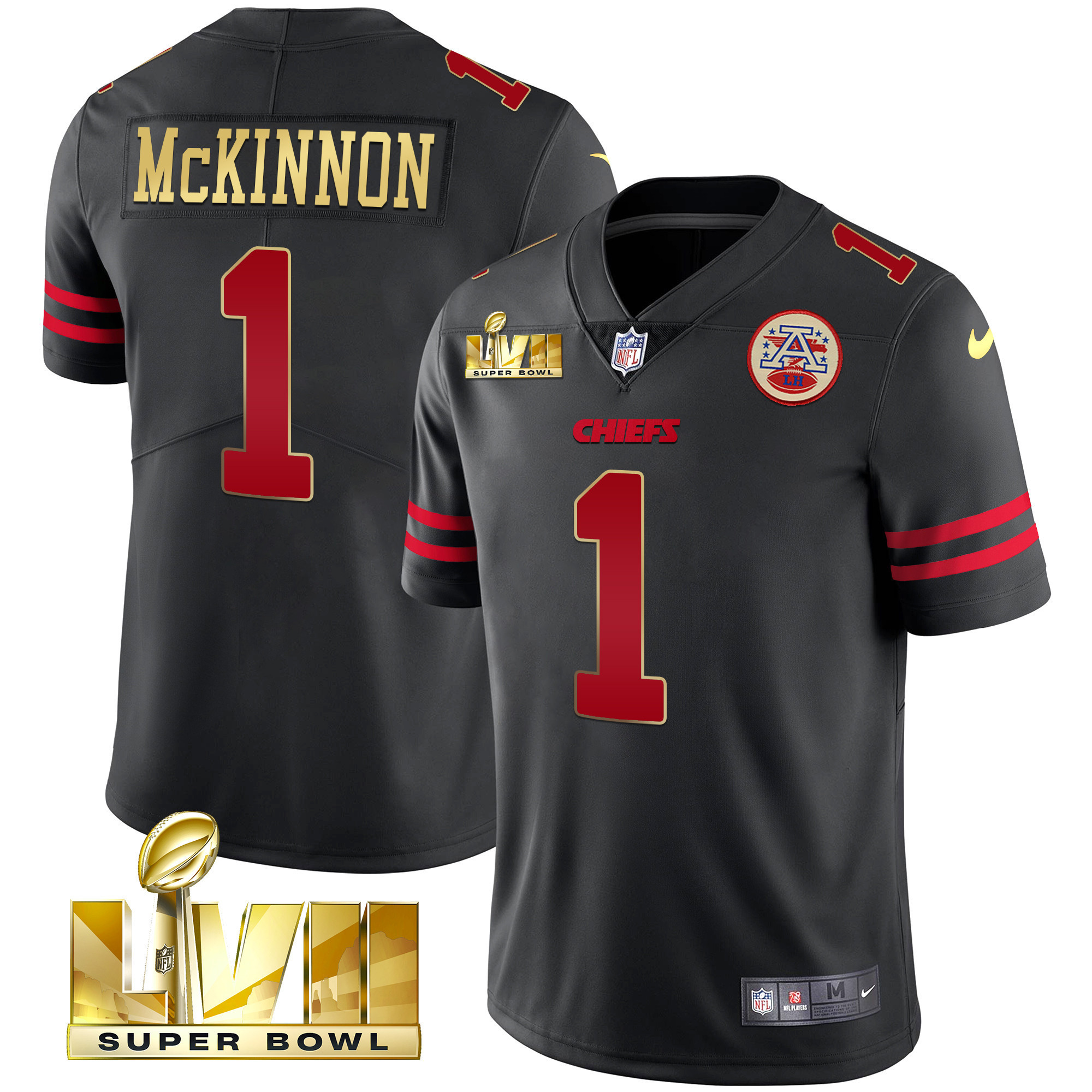 Men's Jerick McKinnon Kansas City Chiefs Super Bowl LVII Red Gold Vapor Gold Trim Jersey V2 - All Stitched