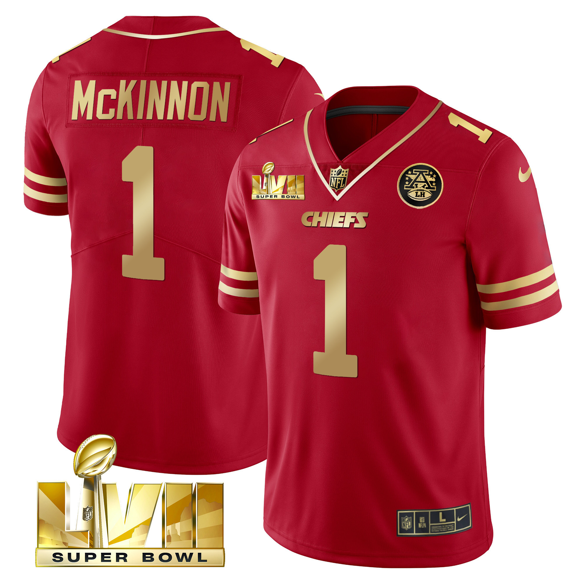 Men's Jerick McKinnon Kansas City Chiefs Super Bowl LVII Red Gold Vapor Red Gold Jersey V2 - All Stitched