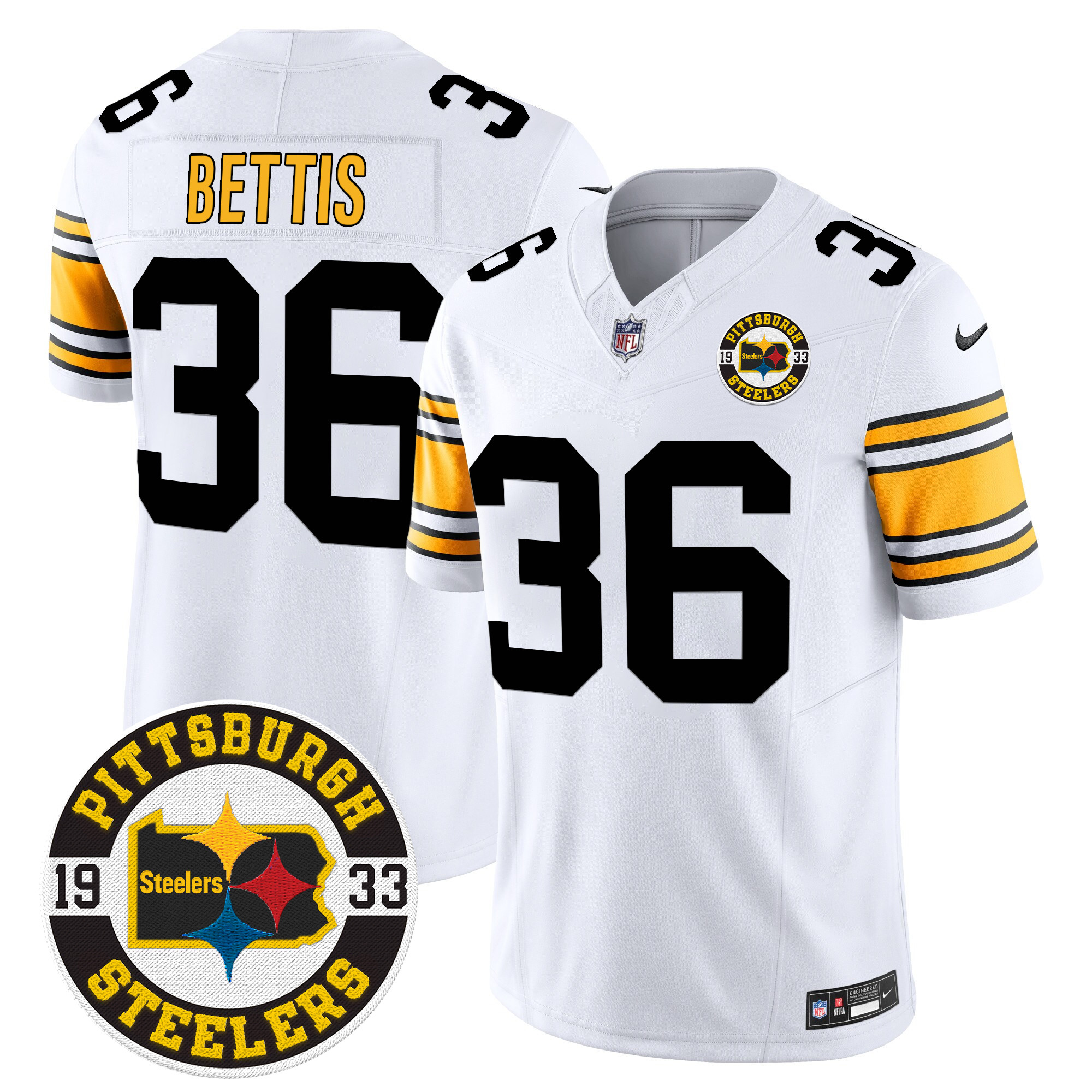 Men's Jerome Bettis Pittsburgh Steelers 2024 Vapor Limited 1975 White Jersey - All Stitched