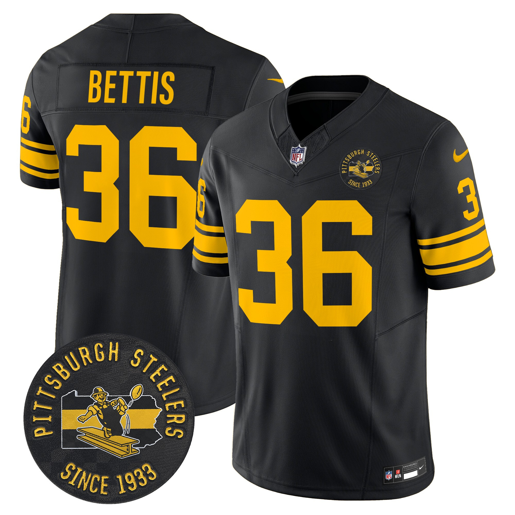 Men's Jerome Bettis Pittsburgh Steelers Throwback 1962 Vapor Limited Black Jersey - All Stitched