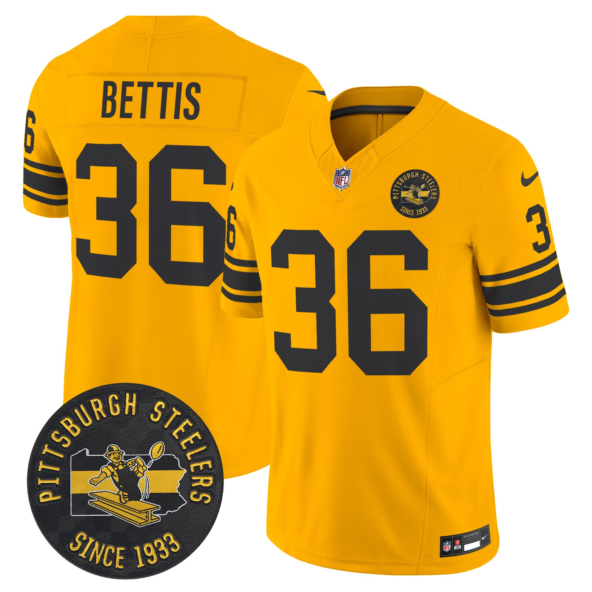 Men's Jerome Bettis Pittsburgh Steelers Throwback 1962 Vapor Limited Gold Jersey - All Stitched