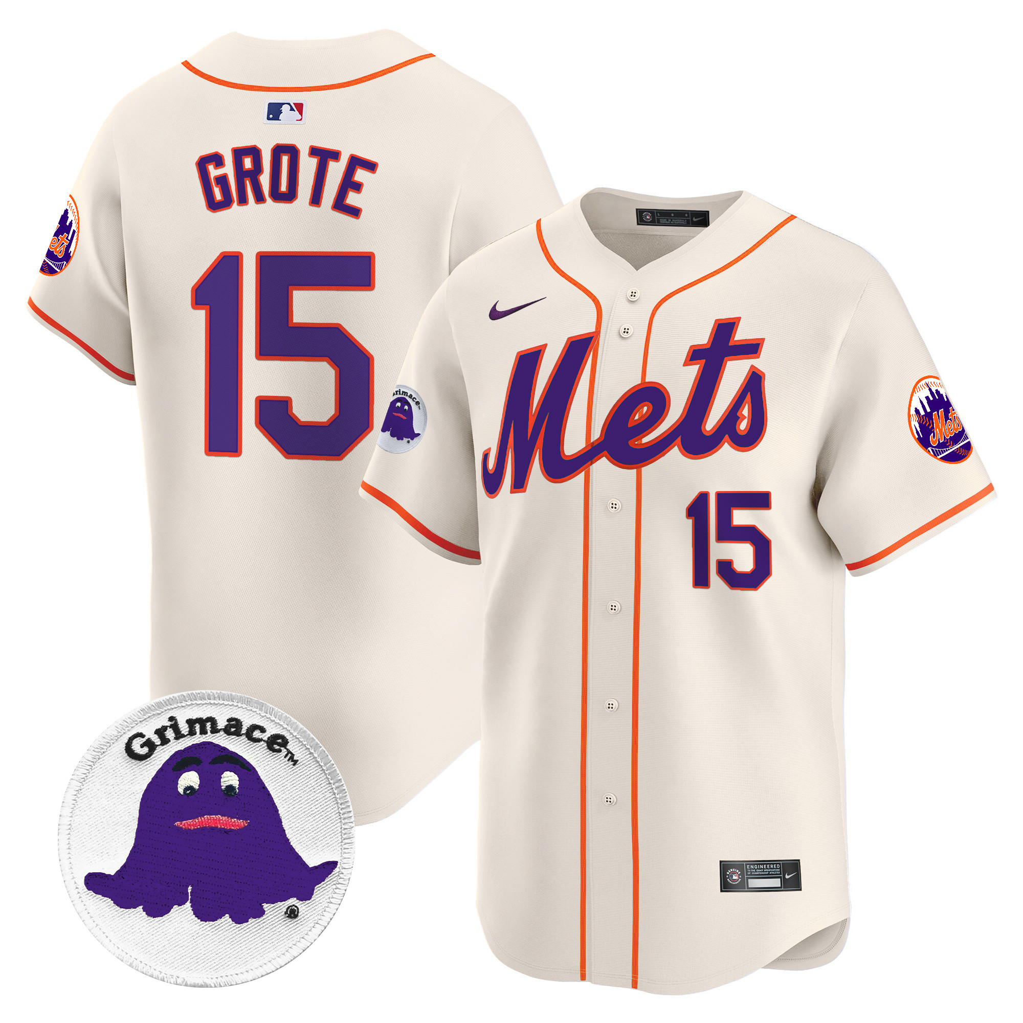 Men's Jerry Grote New York Mets Grimace Vapor Premier Limited Cream Jersey - All Stitched