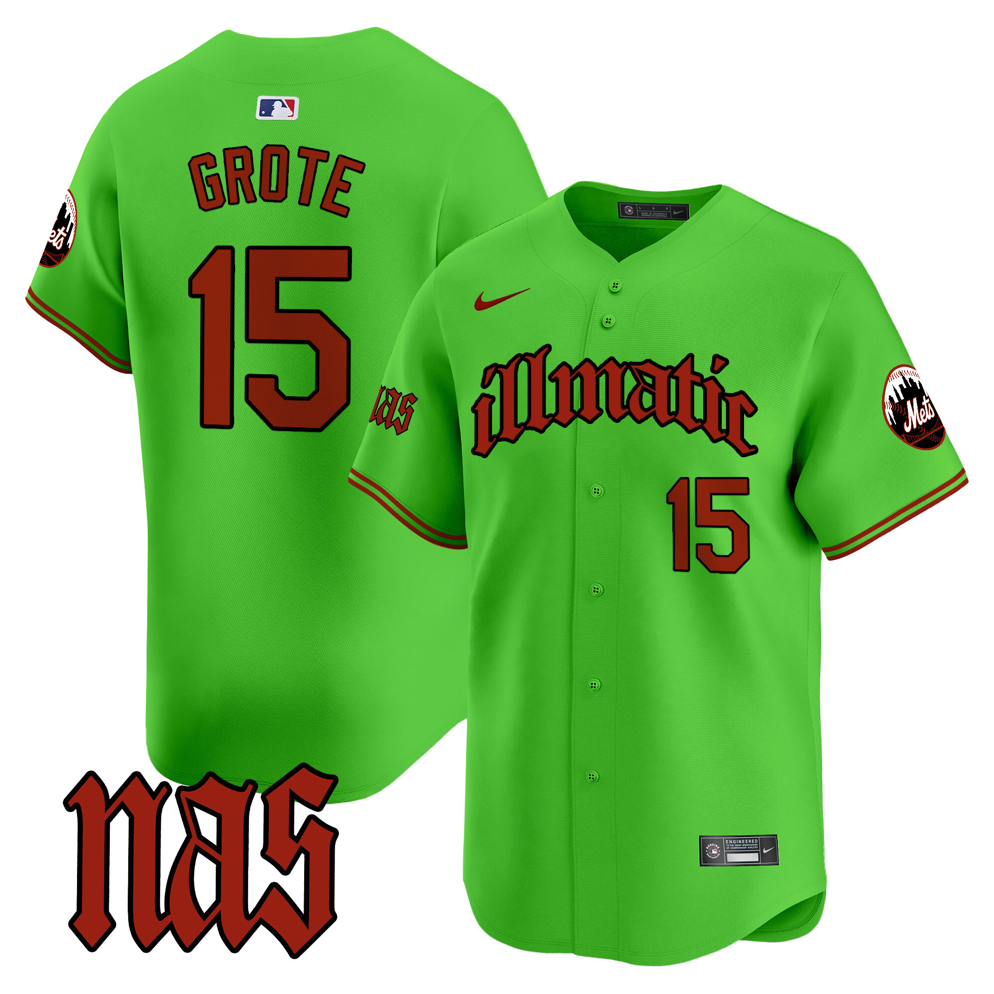 Men's Jerry Grote New York Mets Nas Illmatic Vapor Premier Limited Green Jersey - All Stitched