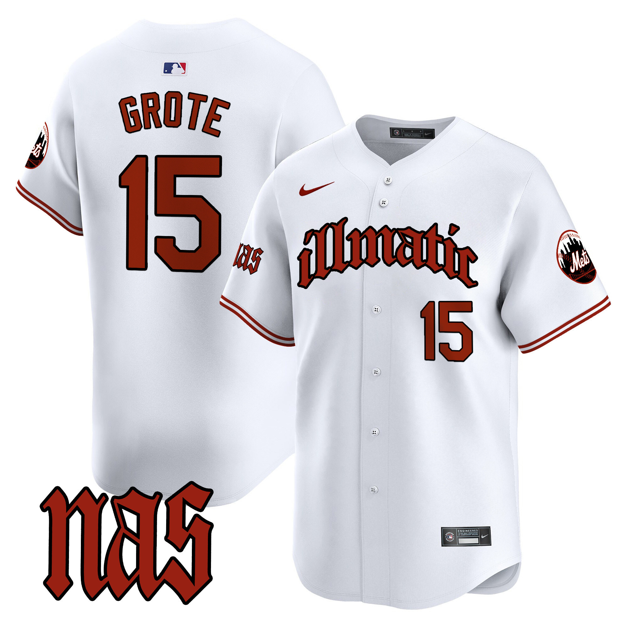 Men's Jerry Grote New York Mets Nas Illmatic Vapor Premier Limited White Jersey - All Stitched