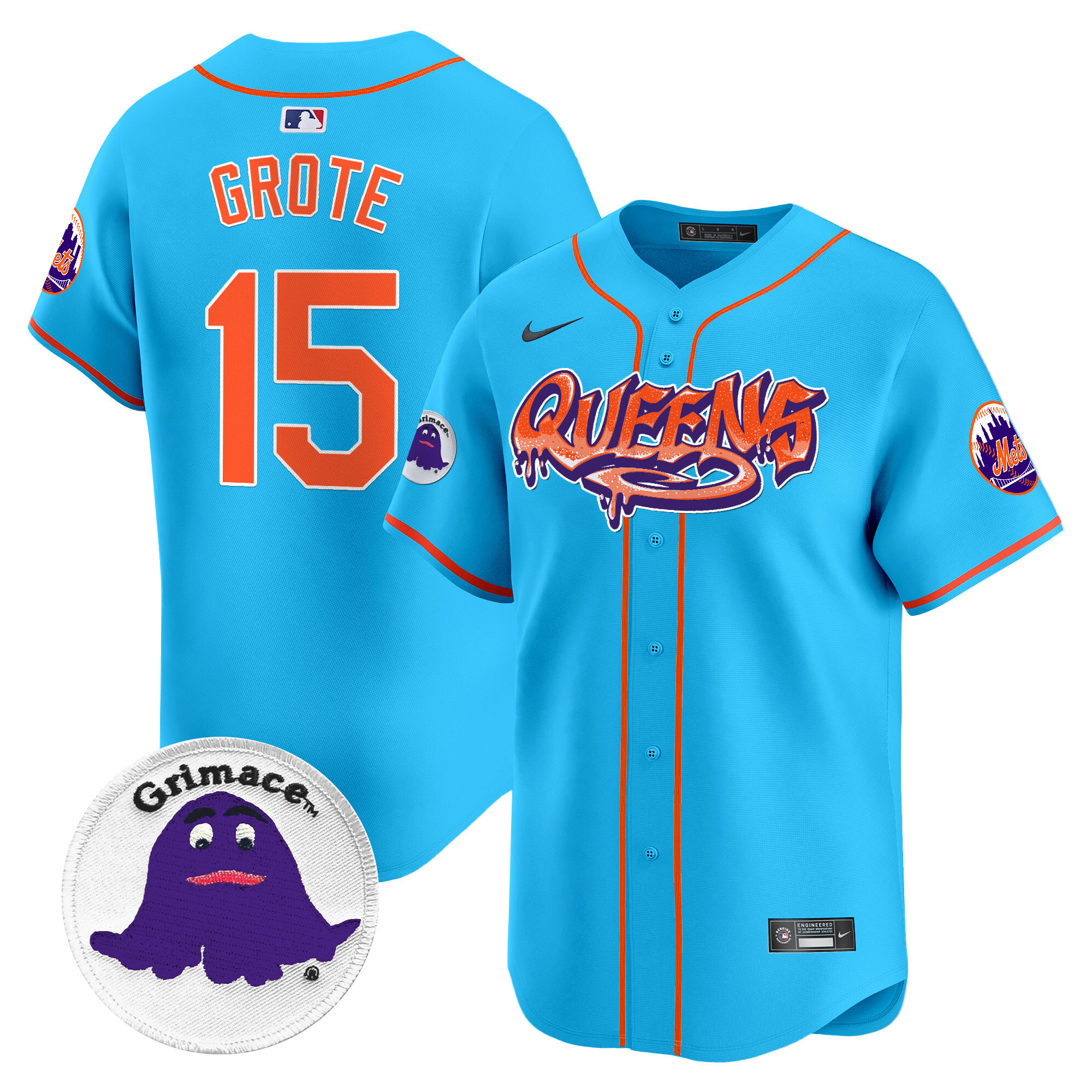 Men's Jerry Grote New York Mets Queens Graffiti Vapor Premier Limited Light Blue Jersey - All Stitched