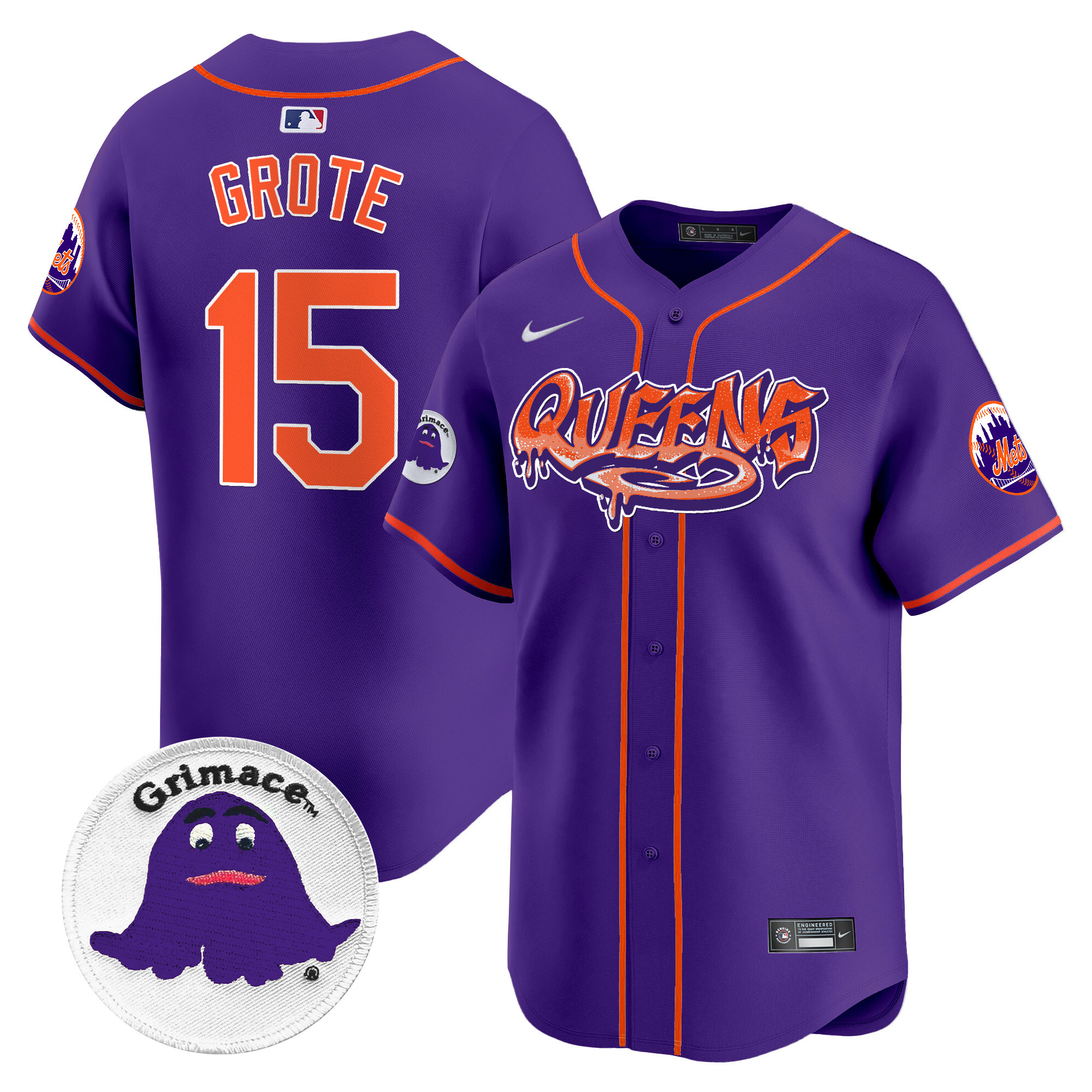 Men's Jerry Grote New York Mets Queens Graffiti Vapor Premier Limited Purple Jersey - All Stitched