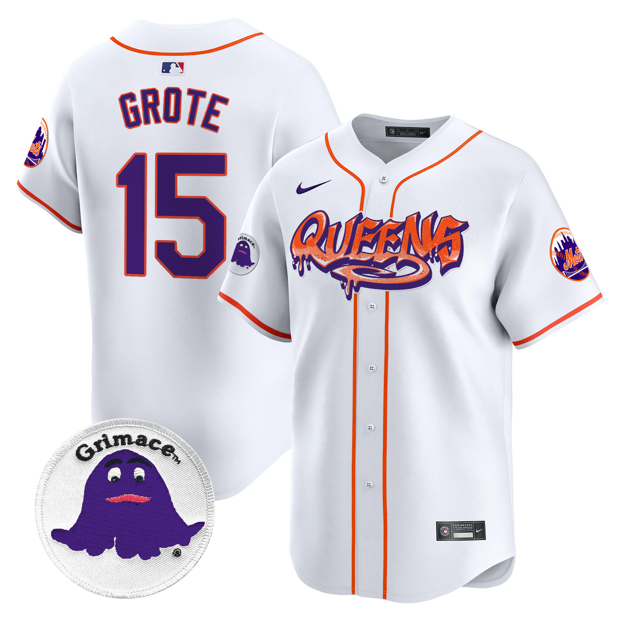Men's Jerry Grote New York Mets Queens Graffiti Vapor Premier Limited White Jersey - All Stitched