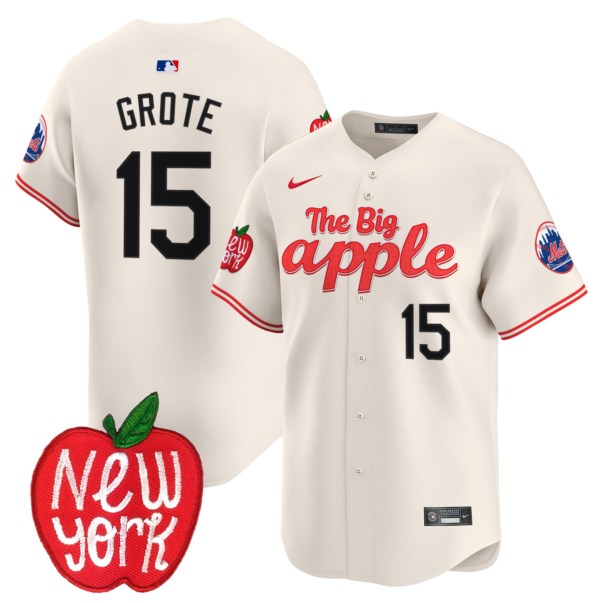 Men's Jerry Grote New York Mets The Big Apple Vapor Premier Limited Cream Jersey - All Stitched