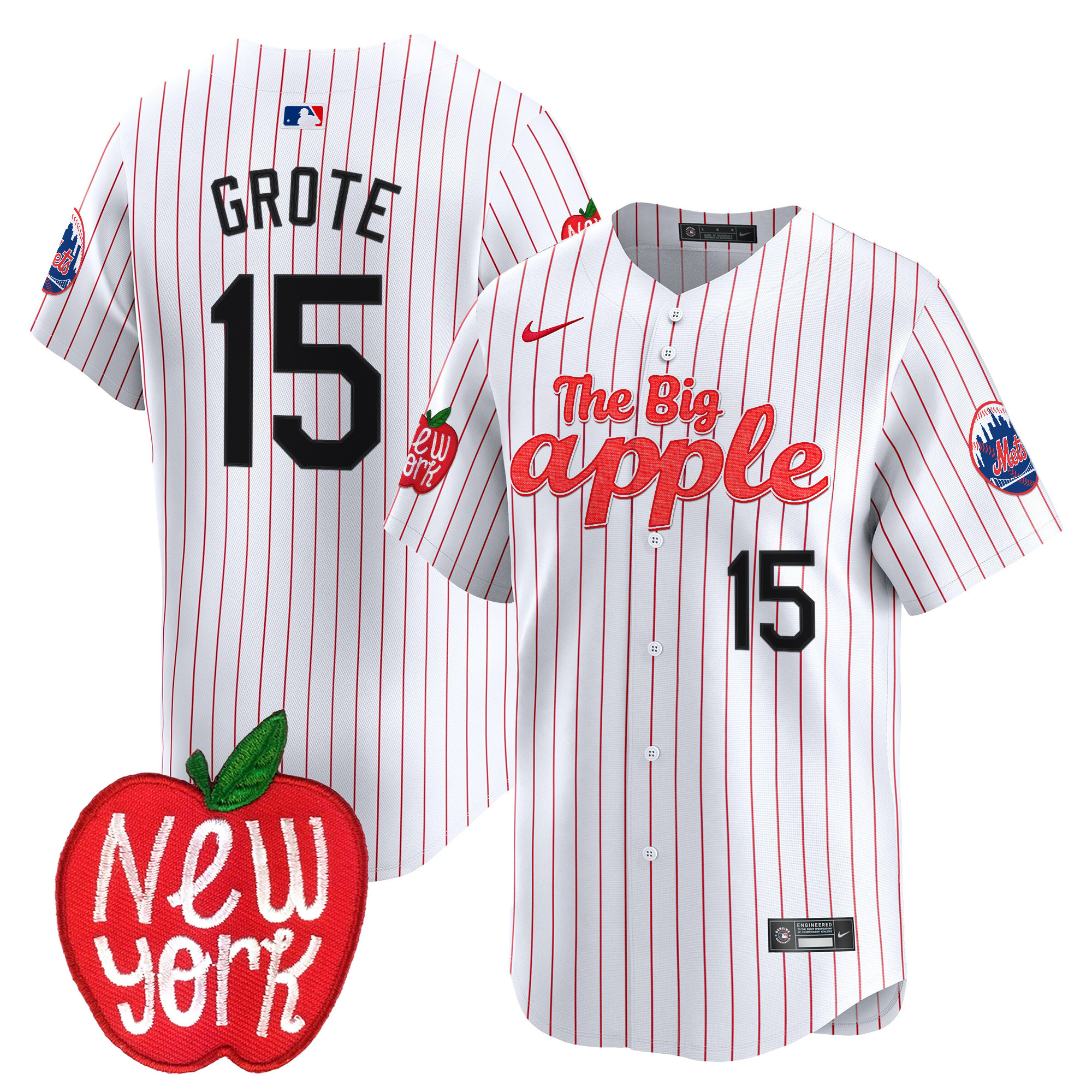 Men's Jerry Grote New York Mets The Big Apple Vapor Premier Limited Pinstripe Jersey - All Stitched