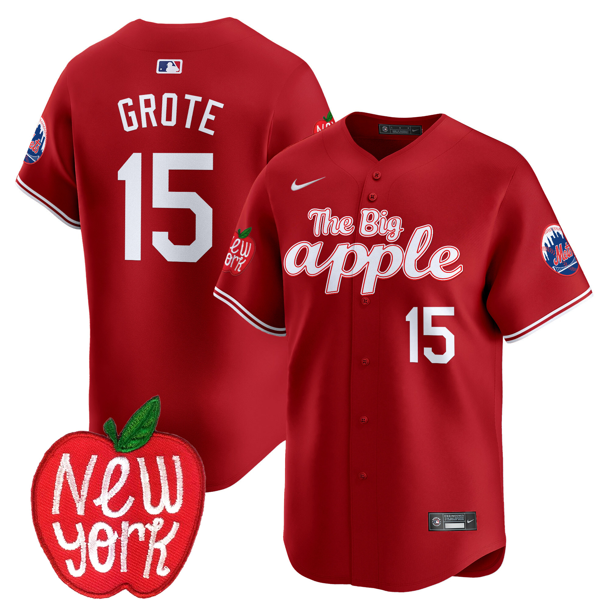 Men's Jerry Grote New York Mets The Big Apple Vapor Premier Limited Red Jersey - All Stitched