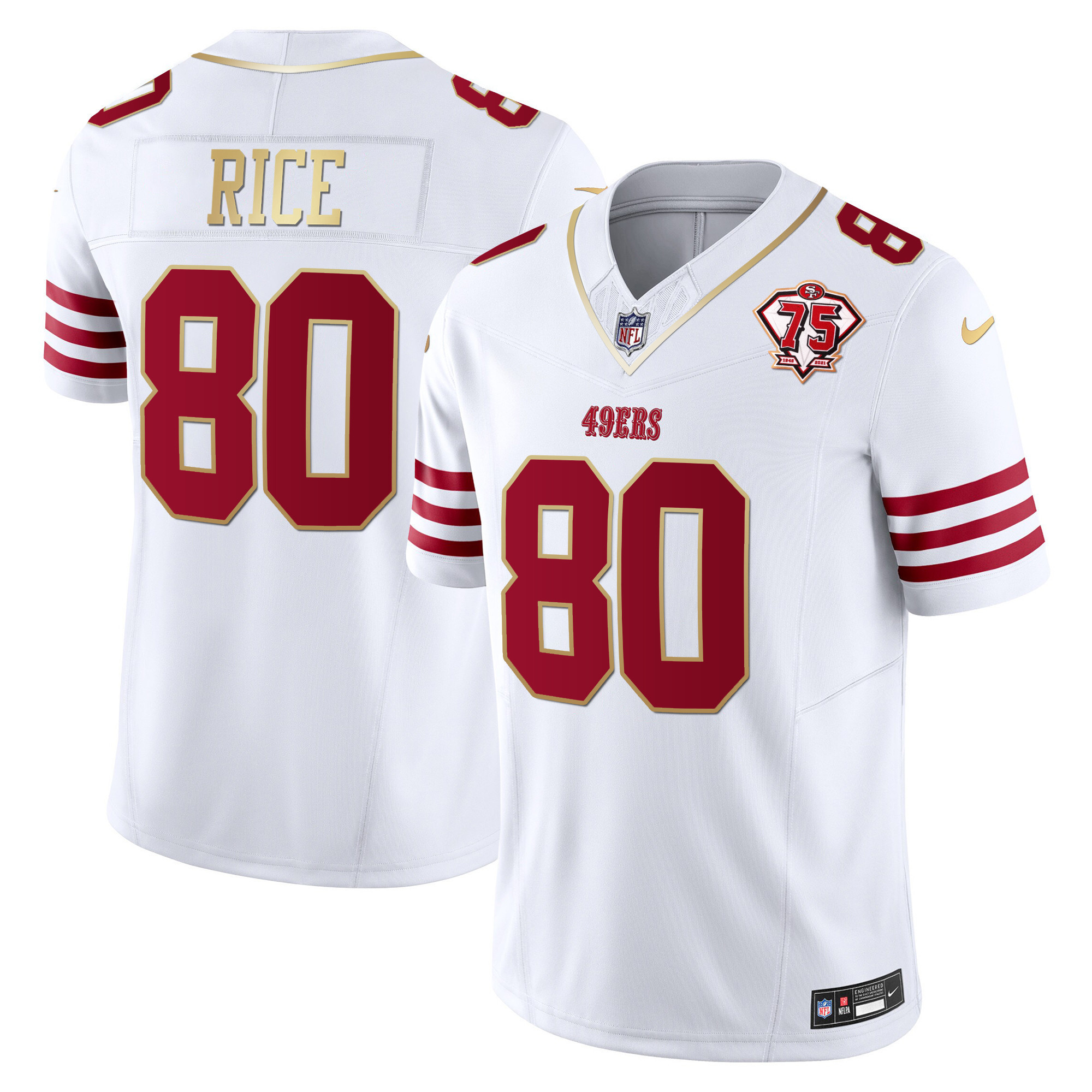 Men's Jerry Rice San Francisco 49ers 2023 Vapor Gold Trim Limited White Gold Jersey - All Stitched