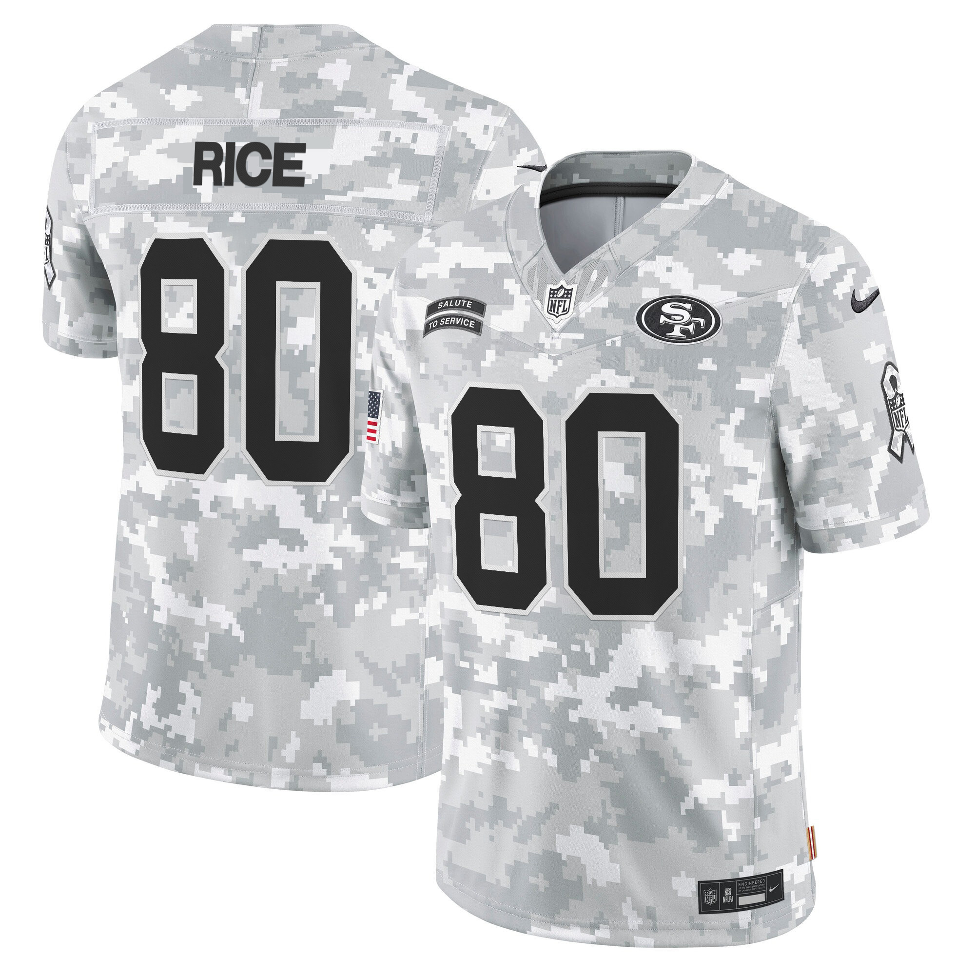 Men's Jerry Rice San Francisco 49ers 2024 Salute to Service Vapor Limited Arctic Camo Jersey - All stitched