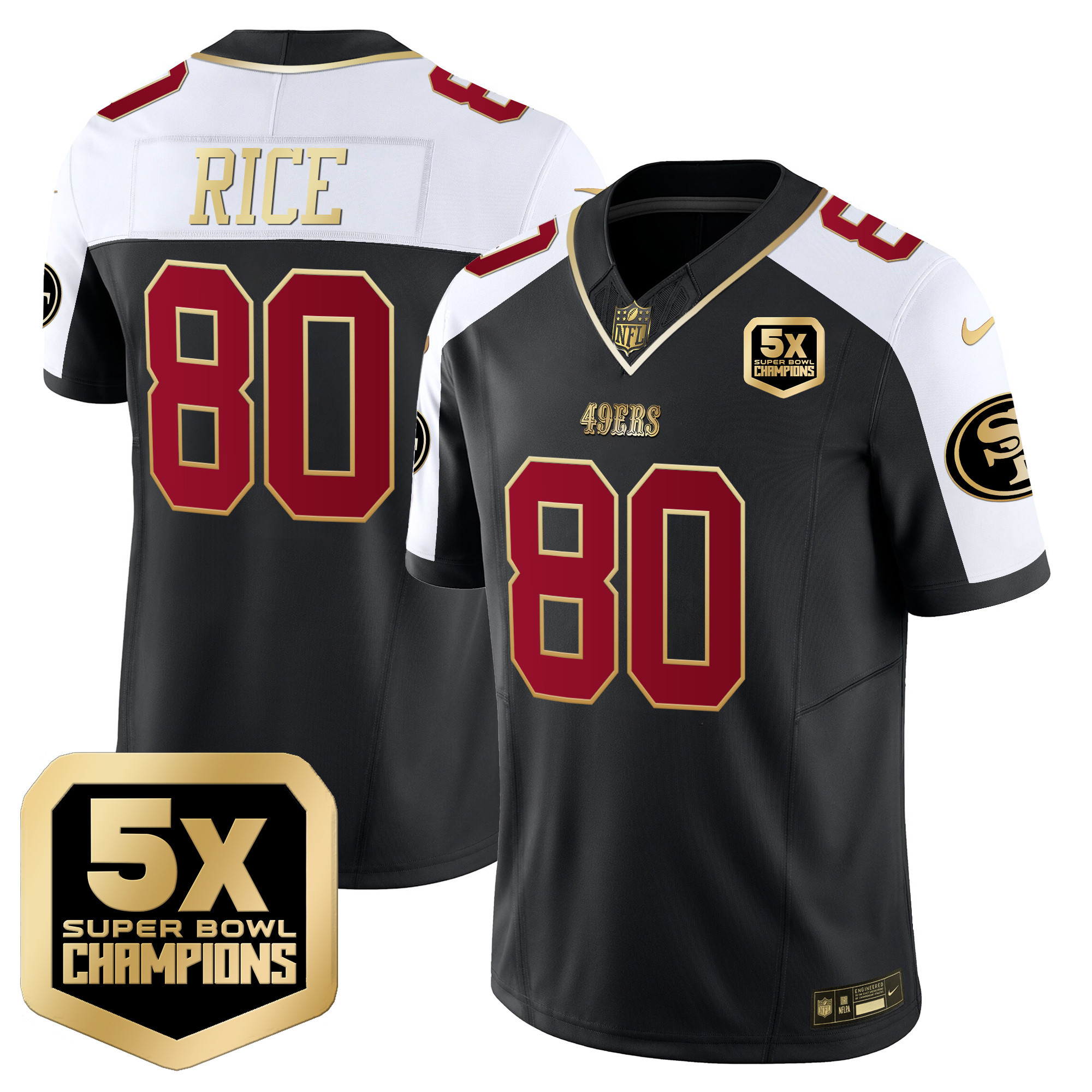 Men's Jerry Rice San Francisco 49ers 5x Super Bowl Champions Vapor Limited Black Alternate Jersey - All Stitched