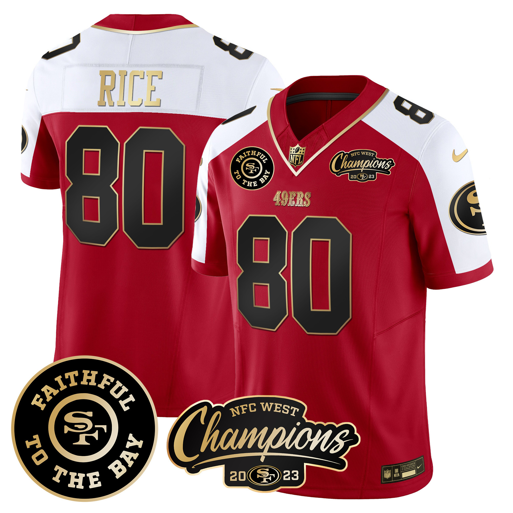 Men's Jerry Rice San Francisco 49ers Faithful & 2023 NFC West Champions Patch Vapor Alternate Jersey - All Stitched