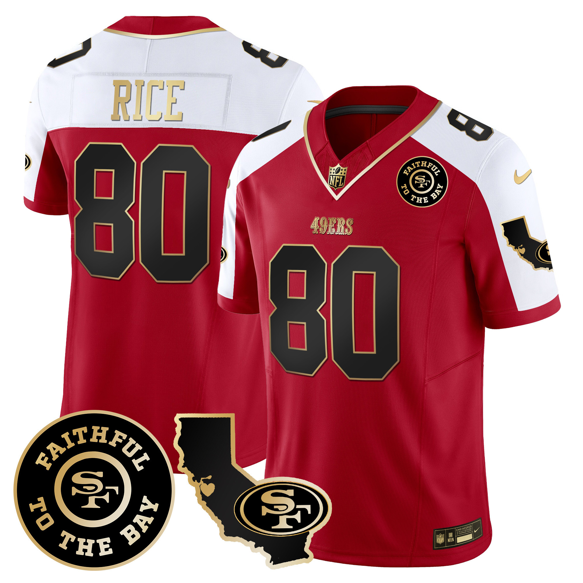 Men's Jerry Rice San Francisco 49ers Faithful & California Patch Vapor Alternate Jersey - All Stitched