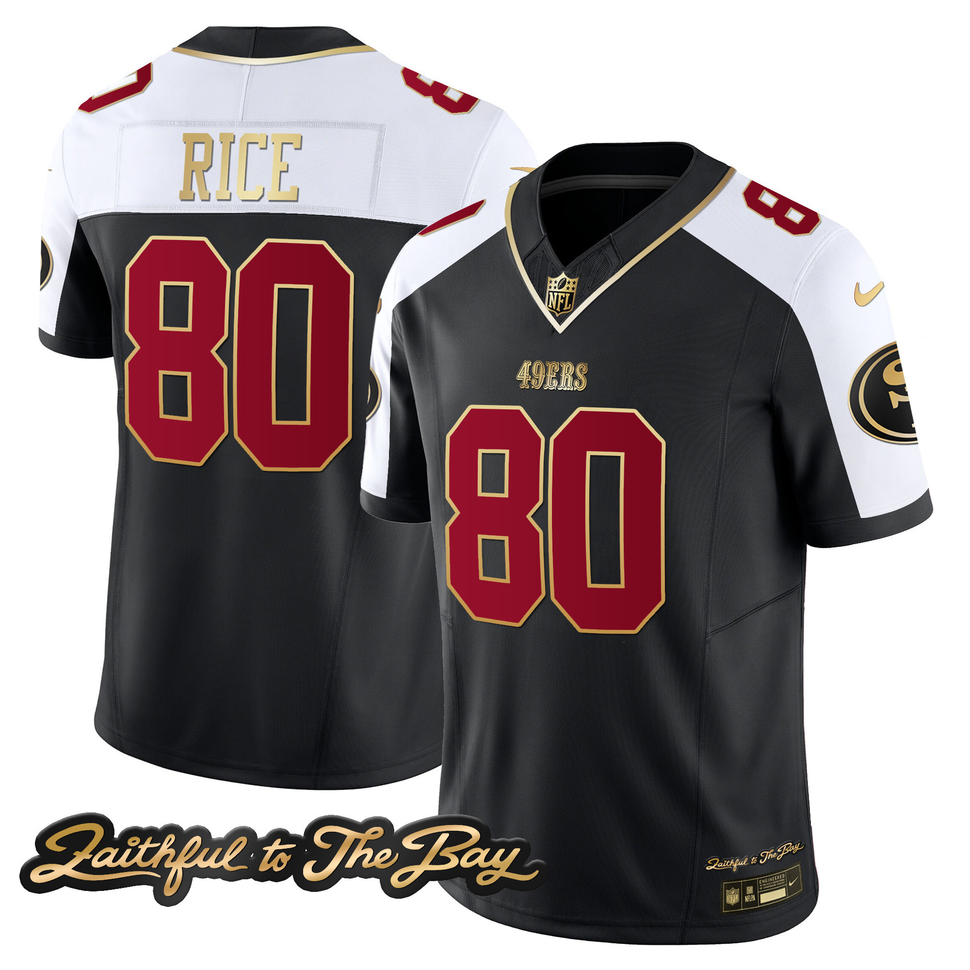 Men's Jerry Rice San Francisco 49ers Faithful To The Bay Patch Vapor Limited Black Alternate Jersey V3 - All Stitched